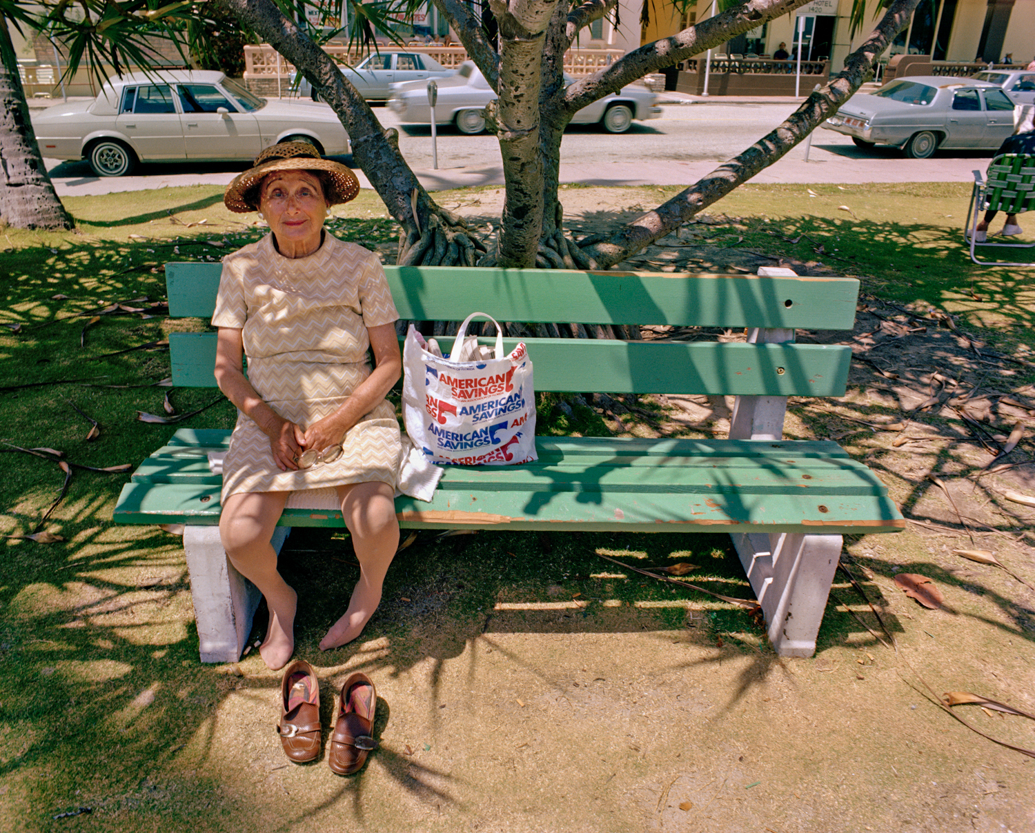 Untitled (Woman on Green Bench) Miami, South Beach, 1982-85