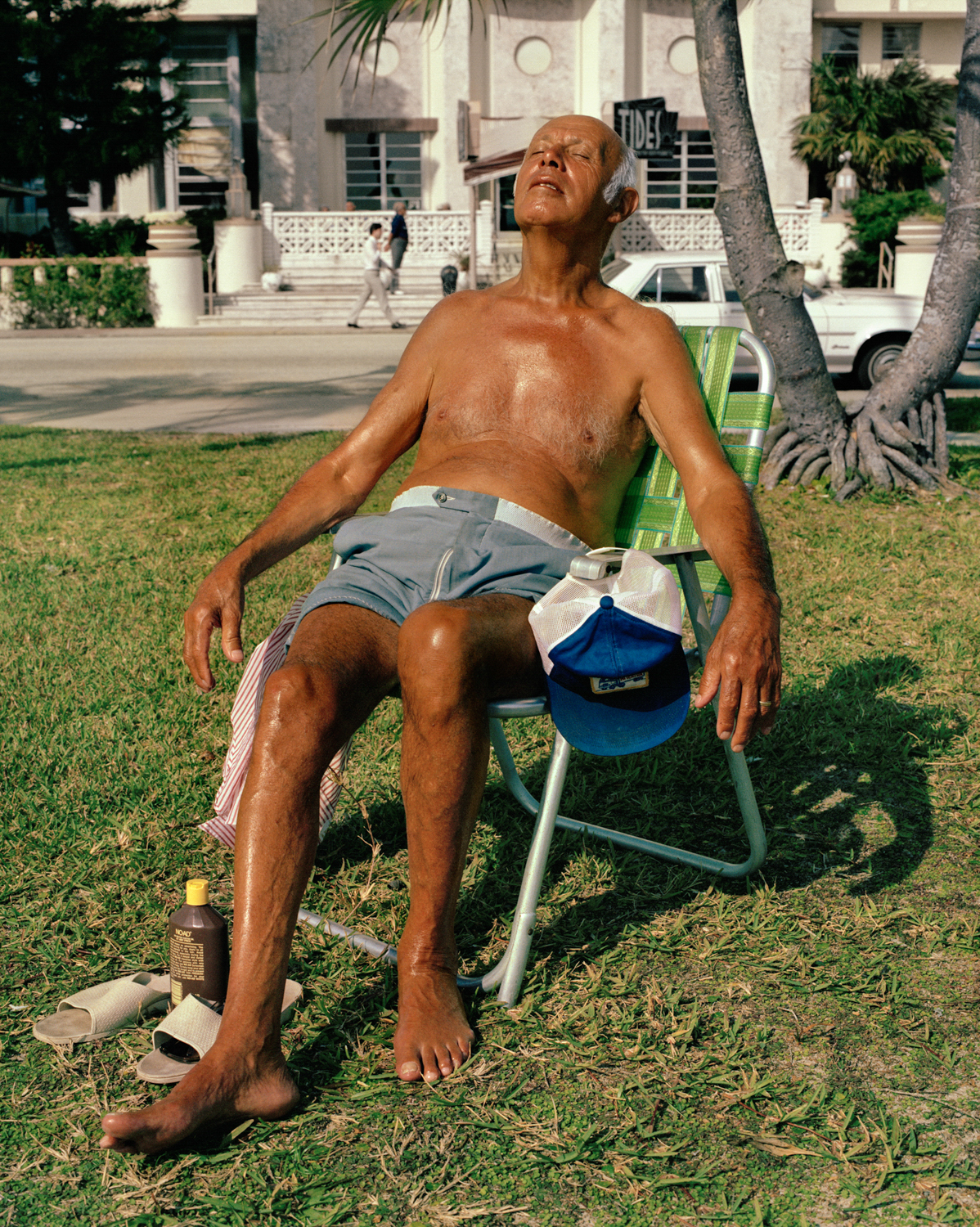 Man Sunbathing in Lawn Chair) Miami, South Beach 1982-85