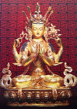 four arm Avalokitasvara Bodhisattva card.png