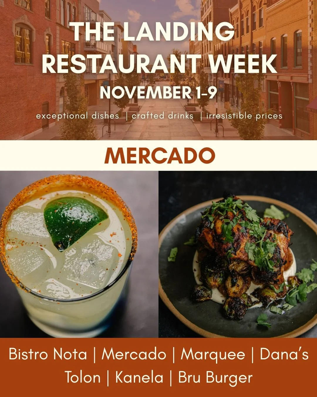 🍽️ The Landing Restaurant Week returns Nov 1–9!
Enjoy featured menus from your favorite restaurants — all at a valued price. From three-course dinners to drink pairings and special bites, there’s something for every craving.
✨ Ne