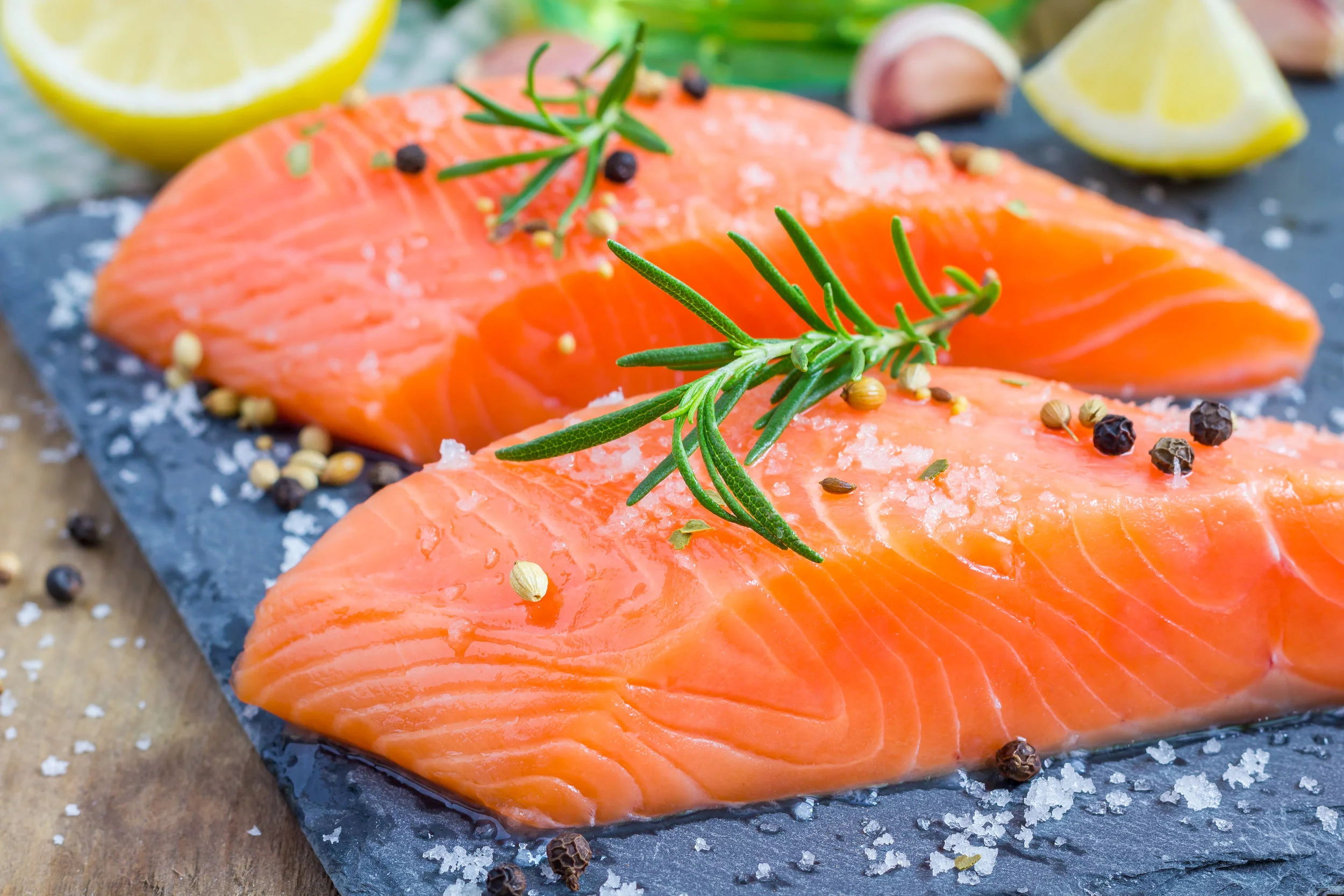 Fresh cut salmon