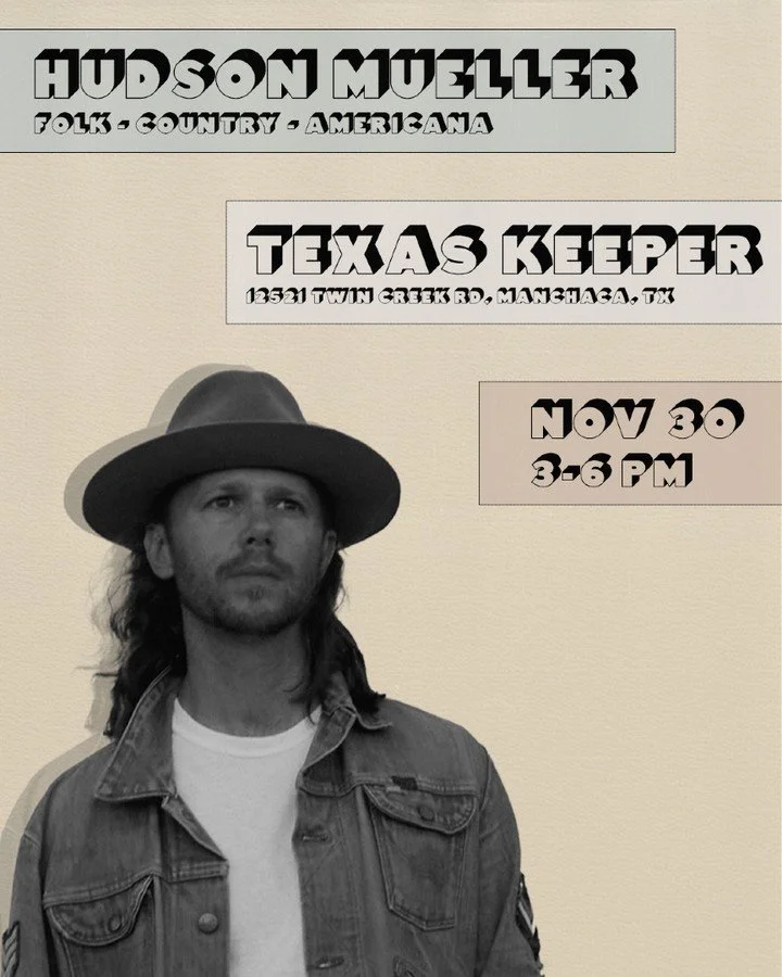 Flyer for the aforementioned show at @txkeepercider on 11/30.  One of my favorite Austin-adjacent venues.  Could be the beautiful natural surroundings or the tasty lite bites.  But most likely it's the cider.  Come on out and ride the vibe!
.
#freesh