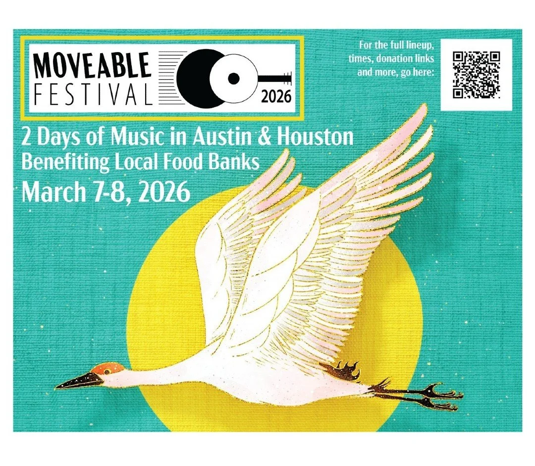 Excited to participate in the Moveable Festival this weekend.  It's a benefit for local food banks that takes place in Austin and Houston over two days (3/7-3/8). See the last slide for performance schedule.  Hope some of y'all can make it out and/or