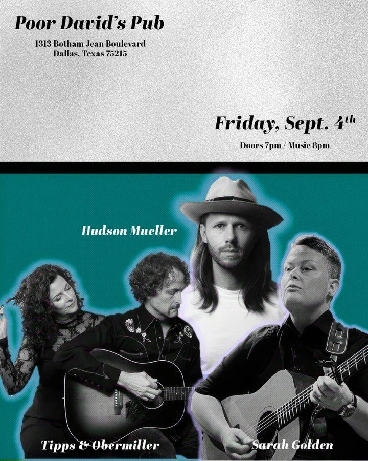 Dallas we're coming for you.  One week from today I'll be joining my colleagues @tippstippsandobermiller
 and @sarahgoldenmusic for a night of stories and songs at the legendary @poodavidspub.  I've wanted to play here ever since I heard John Vandive