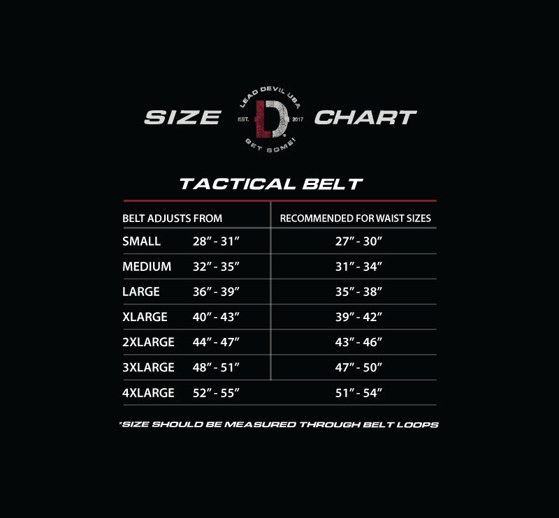 Belt Size Chart for CMC Belts