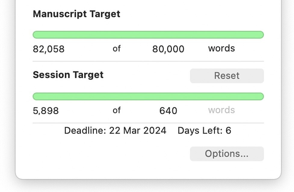 New #shittyfirstdraft complete! 🥳 I wrote 22,000 words this week, which I think is my all-time record 🫠

I am now off for a long lie-down before I begin the really fun part: editing 😳