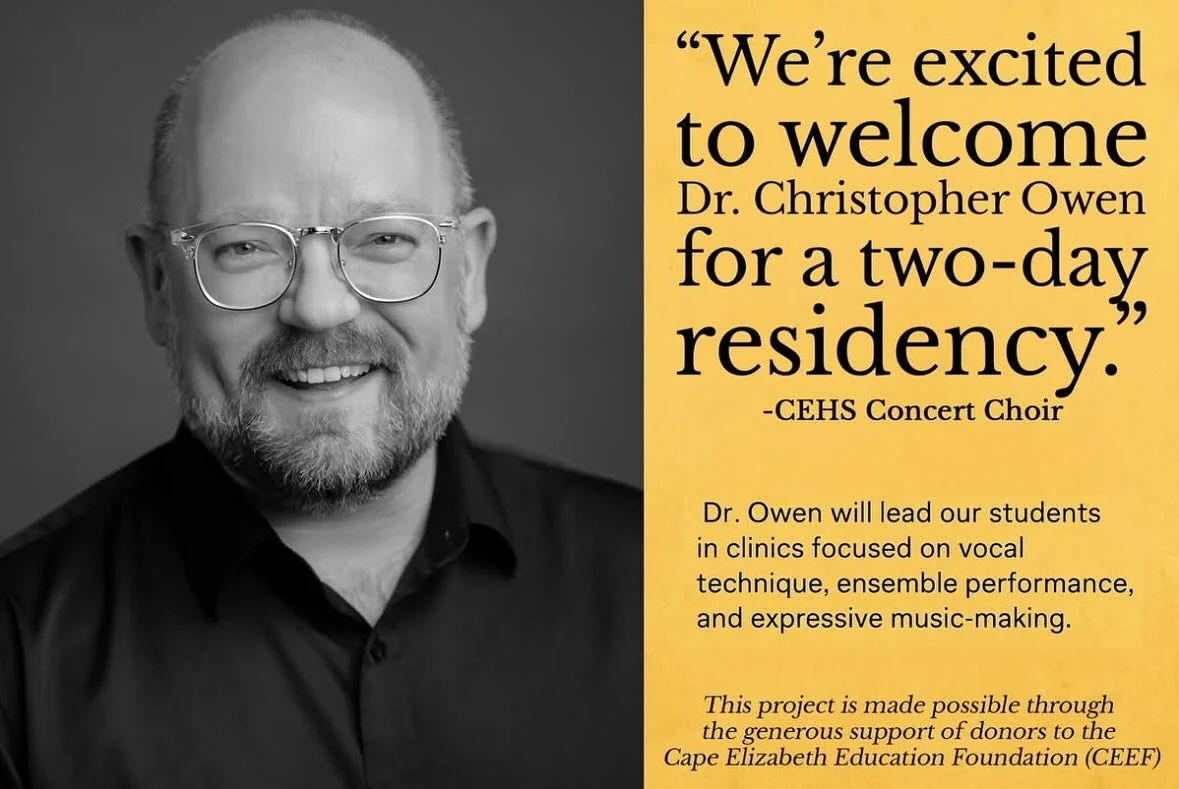 The CEHS Concert Choir is happy to announce, Dr. Christopher Owen, Director of Choral Activities, Associate Professor, and Acting Music Department Chair at Northeastern Illinois University, will spend Oct. 1 &amp; 2nd working with the ensemble. This 