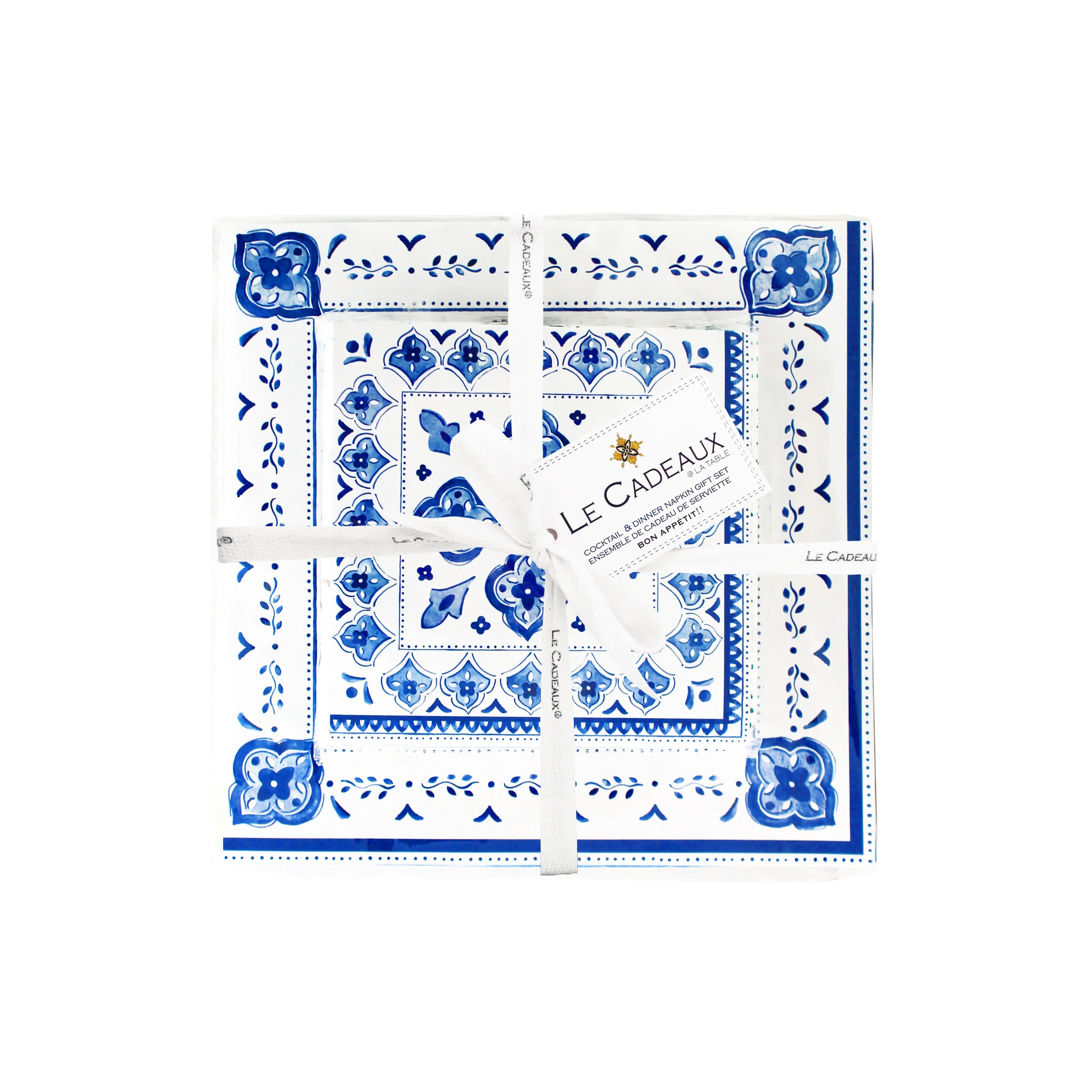 Moroccan Blue Cocktail & Dinner Napkins (Packs of 20) Gift Set