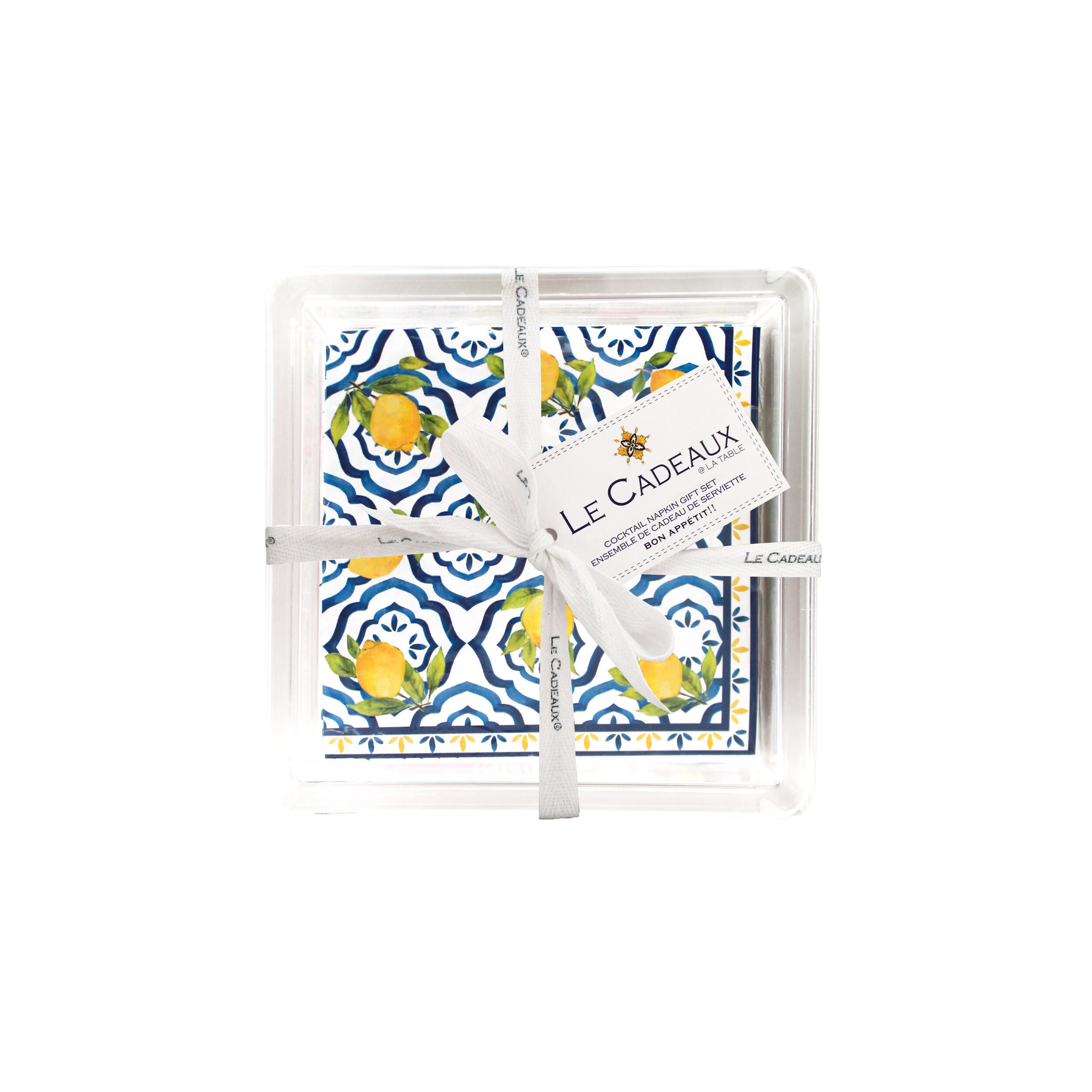 Palermo Cocktail Napkins (Pack of 30) & Acrylic Holder Gift Set