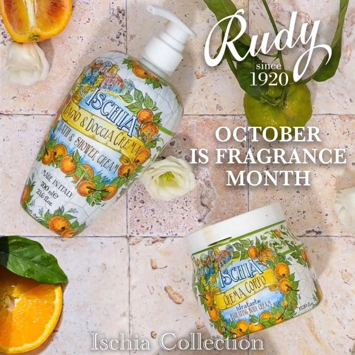 October is Fragrance month! Bring Italy to your home with all the captivating fragrances in our Rudy Profumi Collections at special savings all month long!!!! Delightfully scented with artfully designed packaging, the products create both luxury well