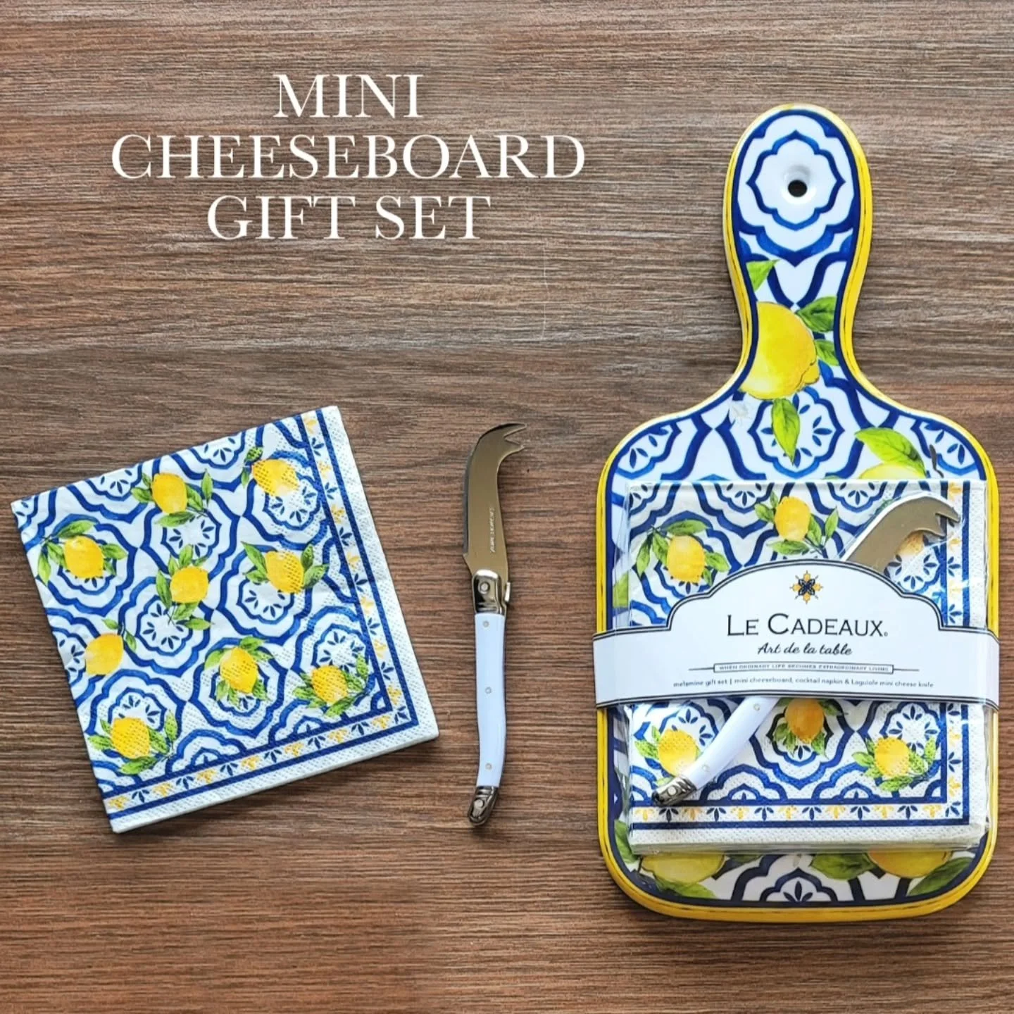 "𝗛𝗼𝘁 𝗡𝗘𝗪 𝗣𝗿𝗼𝗱𝘂𝗰𝘁 𝗔𝗹𝗲𝗿𝘁&rdquo; !!! Our Mini cheeseboard with pack of cocktail napkins and Laguiole mini cheese knife sweetly packaged with gift band makes gift giving effortless!  Innovative, fun, and cute as a button!

With Eas