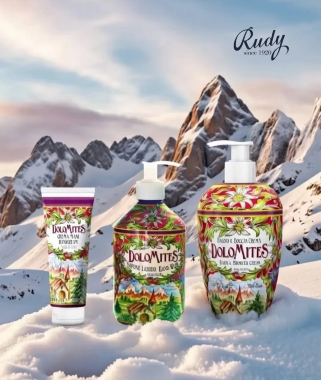Discover our captivating new Holiday Fragrance from Rudy Profumi. The Dolomites Holiday collection is inspired by the Dolomites region of the Italian Alps and contains enchanting notes of Swiss Pine and White Fir, Black Currant, Raspberry, and Sweet 