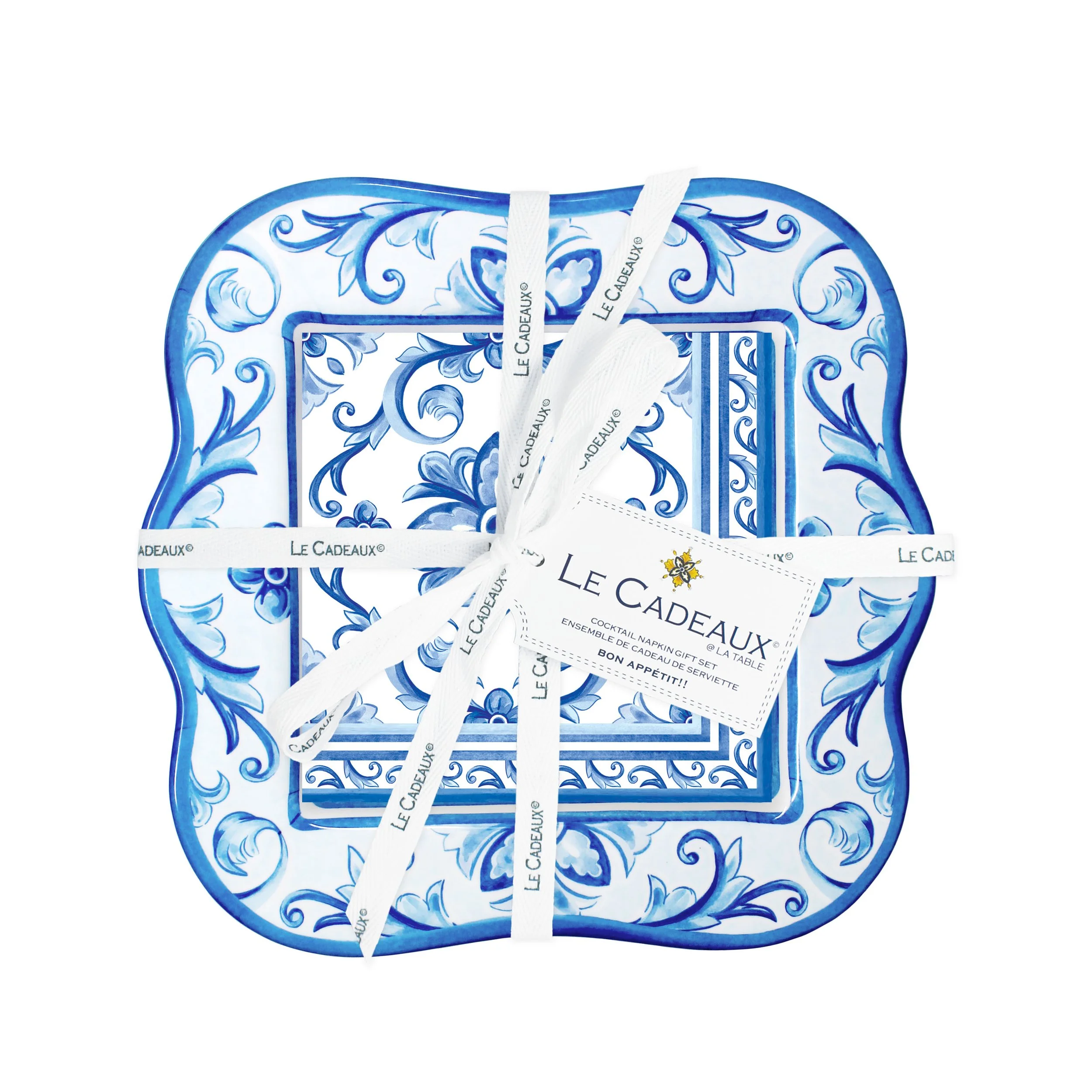 Mallorca Decorative Napkin Holder & Cocktail Napkins (Pack of 20) Gift Set