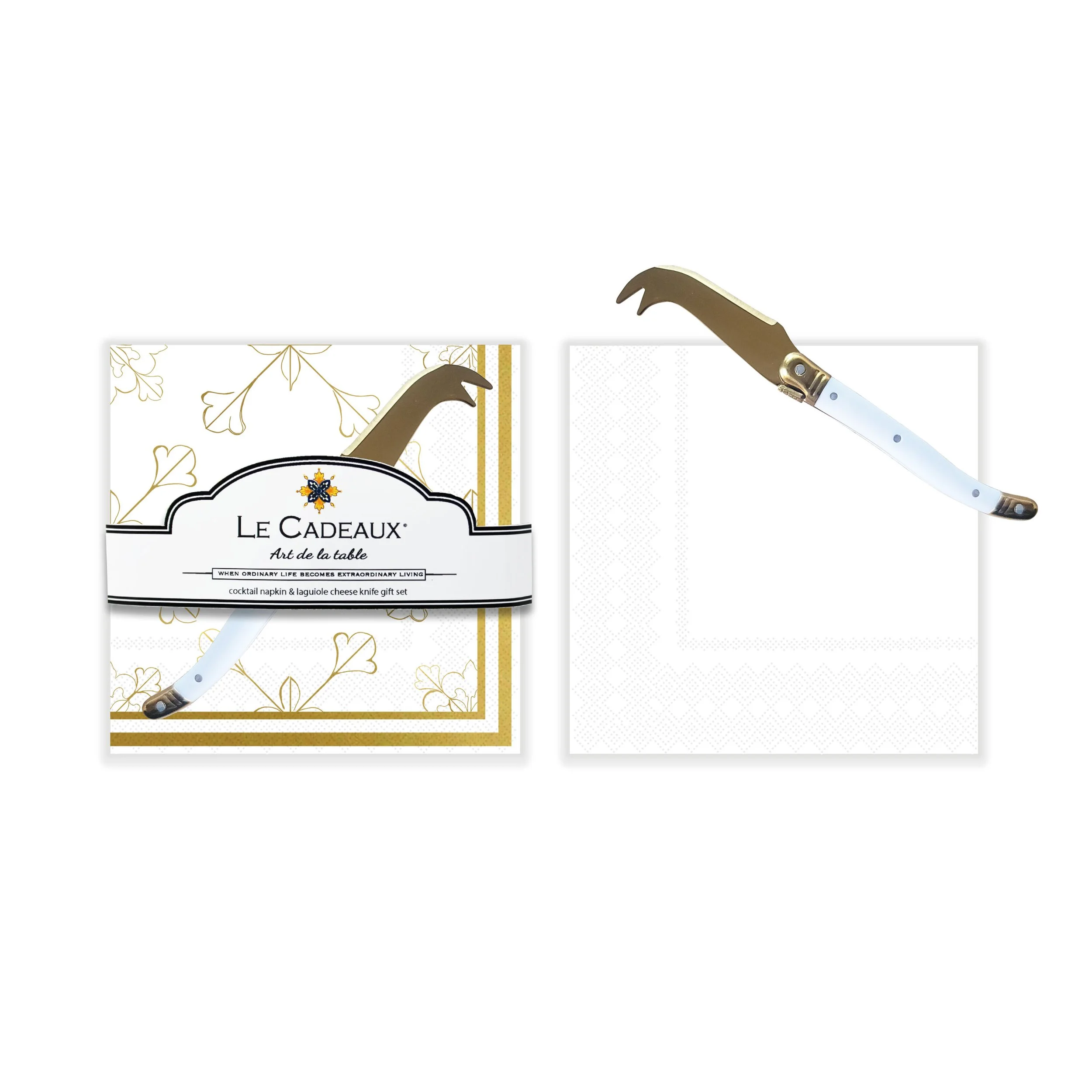 #CCGS-256BELW Bellini White Cocktail Napkin and Mini Laguiole Cheese Knife Gift Set Lifestyle 300dpi RGB LT.jpg