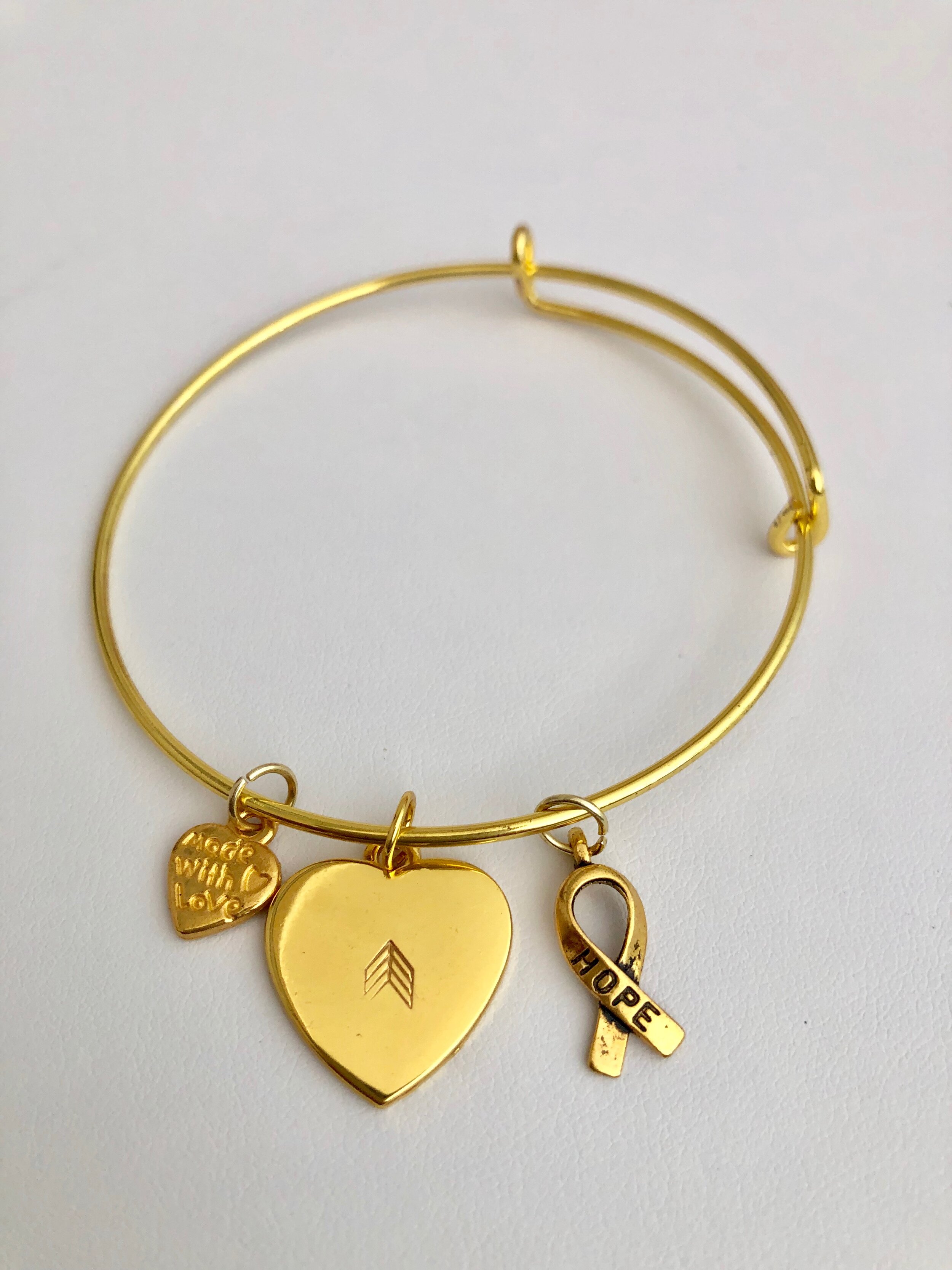 Hope Gold Heart Charm Expandable Bracelet