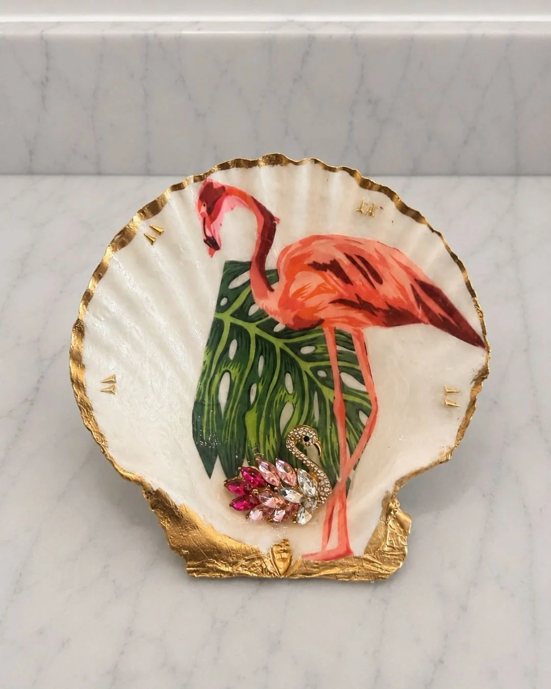Flamingo Scallop Shell Jewelry Tray and Trinket Dish | Coastal Inspired Made by Raquel