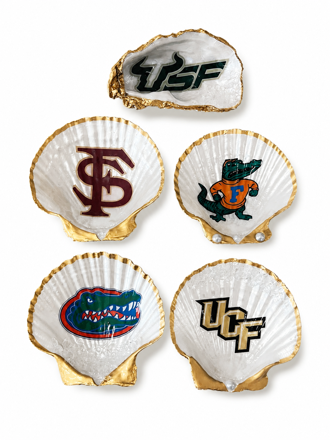 College Spirit Handmade Shell Jewelry Tray