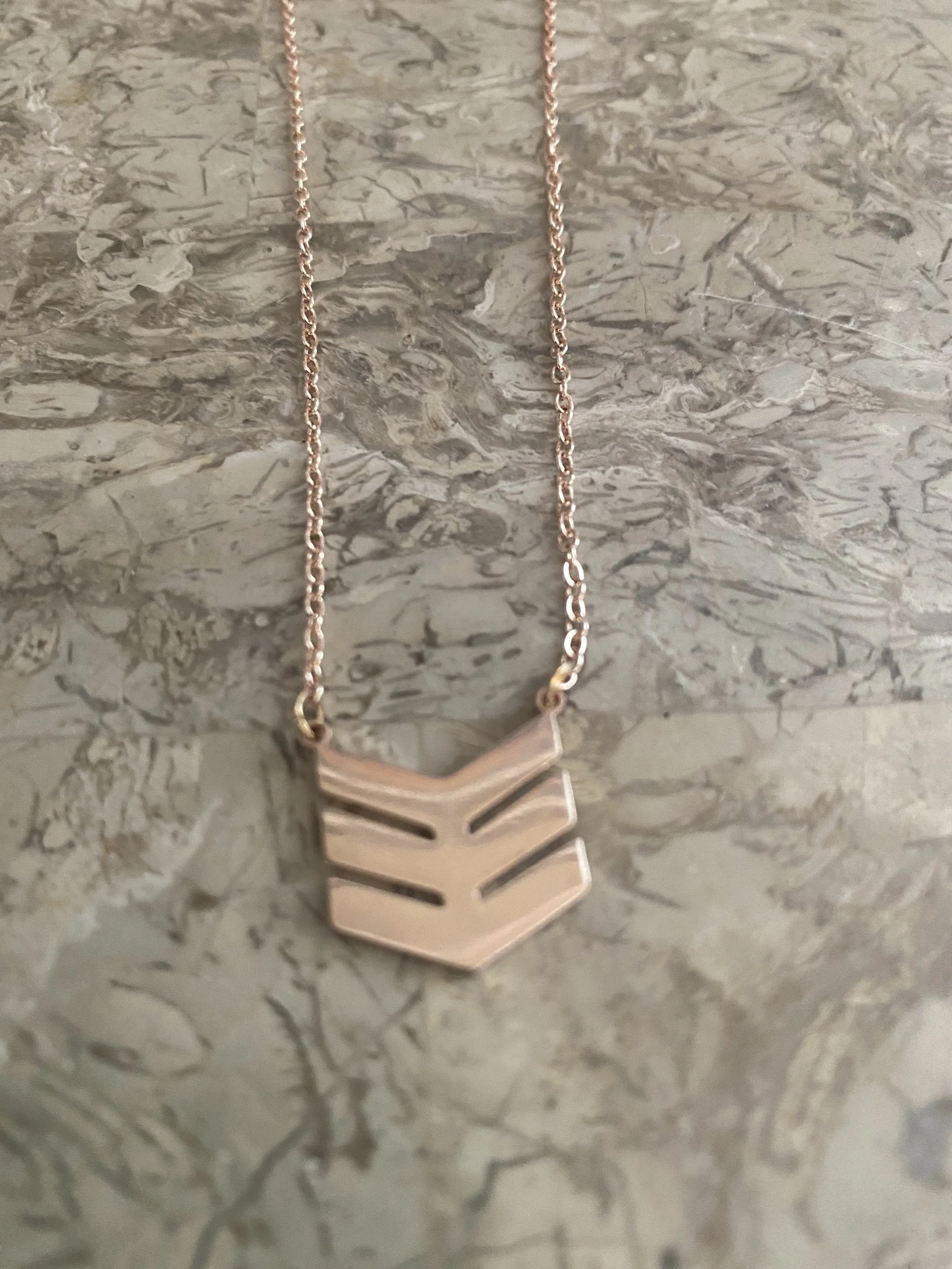Triple Chevron Necklace - rose gold