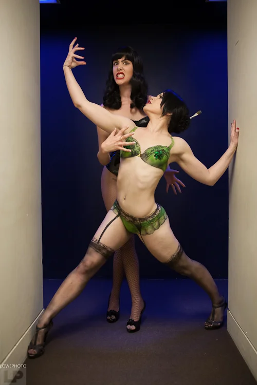 Photo of the stunning Hannah Tasker-Poland and I backstage at my production 'Frivolous Frivolity' in 2012 at TAPAC. Photo by Brian Lowe. I tried to find a photo of me getting made up backstage, but couldn't, so I'm sure you wont object to this one ;)