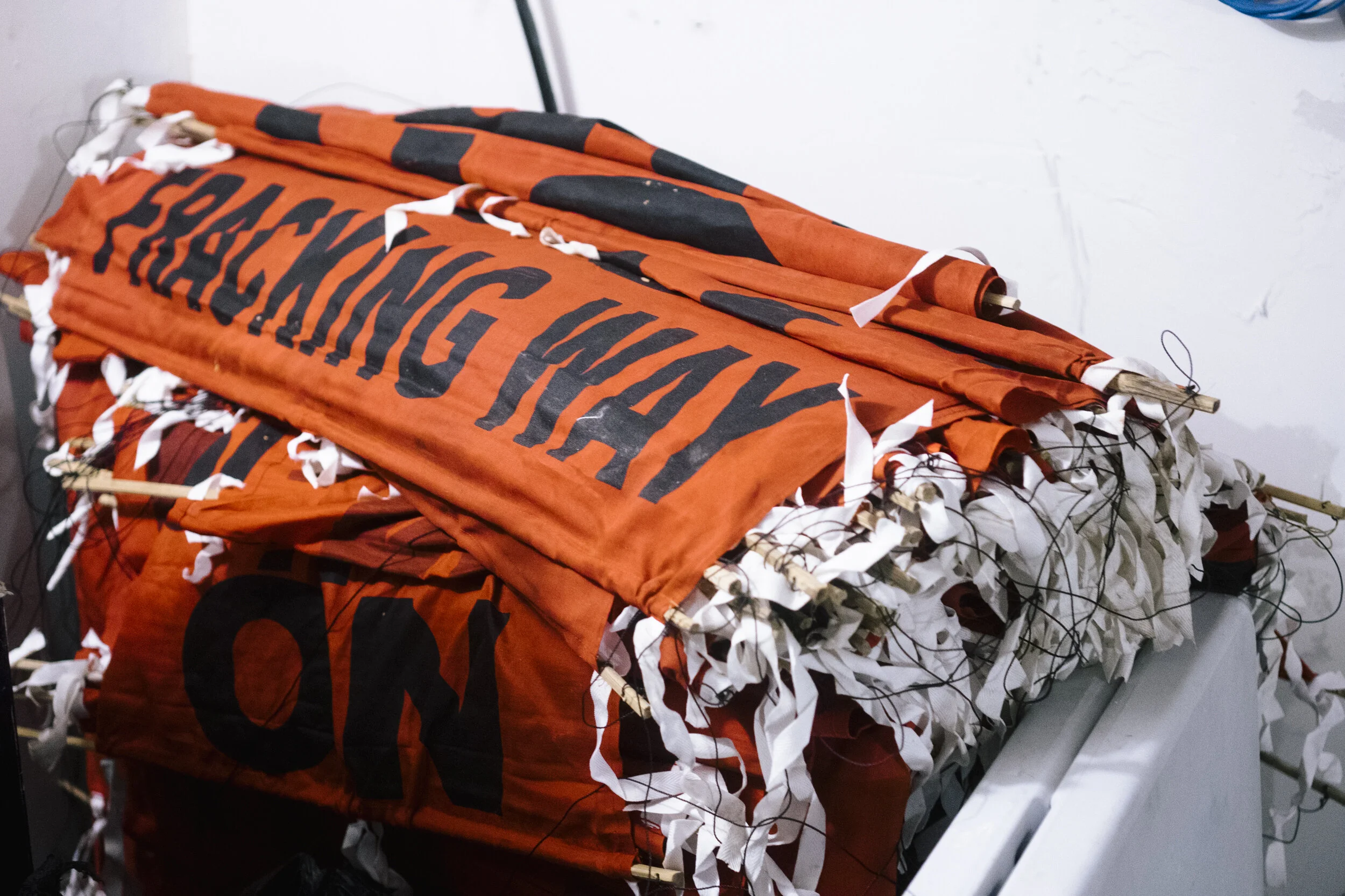 ‘No Fracking Way’ protest signs