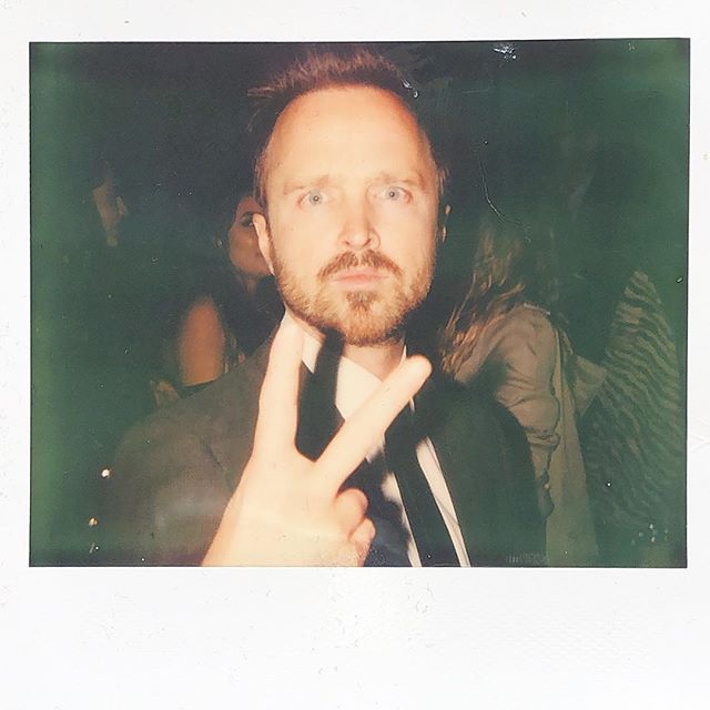 Aaron Paul on #impossibleproject #spectra  @glassofwhiskey #aaronpaul #breakingbad #jessepinkman #polaroid #instant #nofilter #fujifilm nice guy great actor!