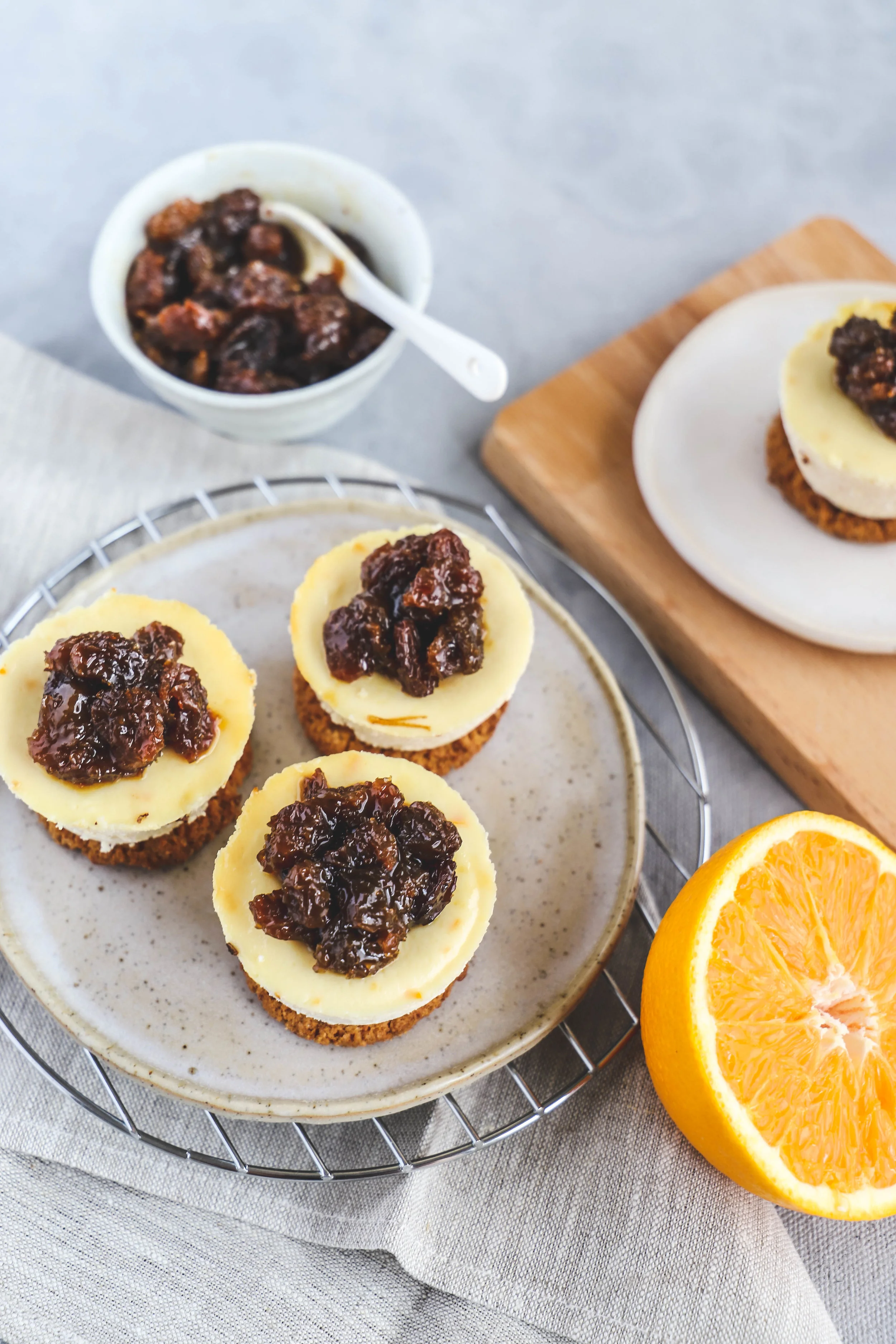 Ricotta Cheesecakes &amp; Raisin Compote