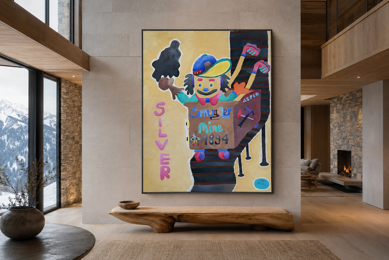 Silver Nugget, oil and acrylic painting on canvas by Alexander Reagan displayed in a contemporary interior