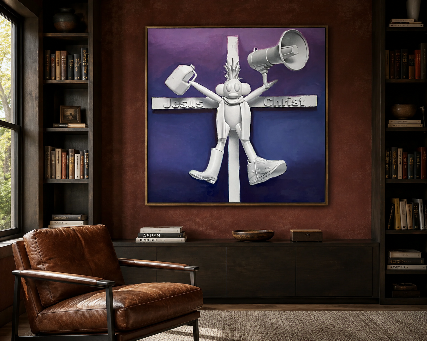 Jesus Christ, artwork by Alexander Reagan displayed in a contemporary interior