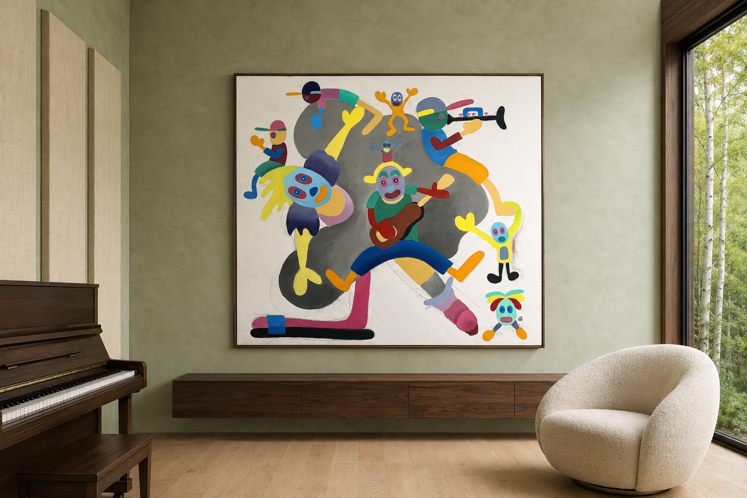 Baile Folklórico, artwork by Alexander Reagan displayed in a contemporary interior