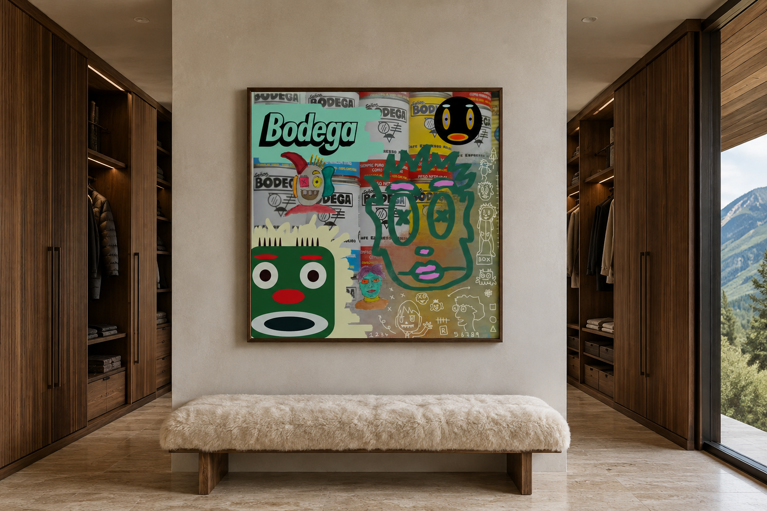 Bodega Boys, artwork by Alexander Reagan displayed in a contemporary interior