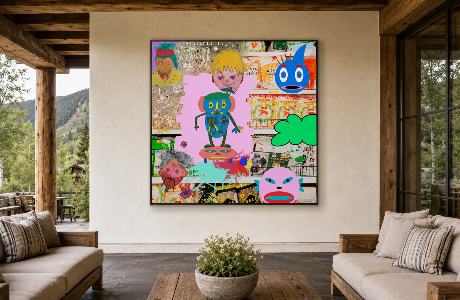 Shopping Buddies, artwork by Alexander Reagan displayed in a contemporary interior