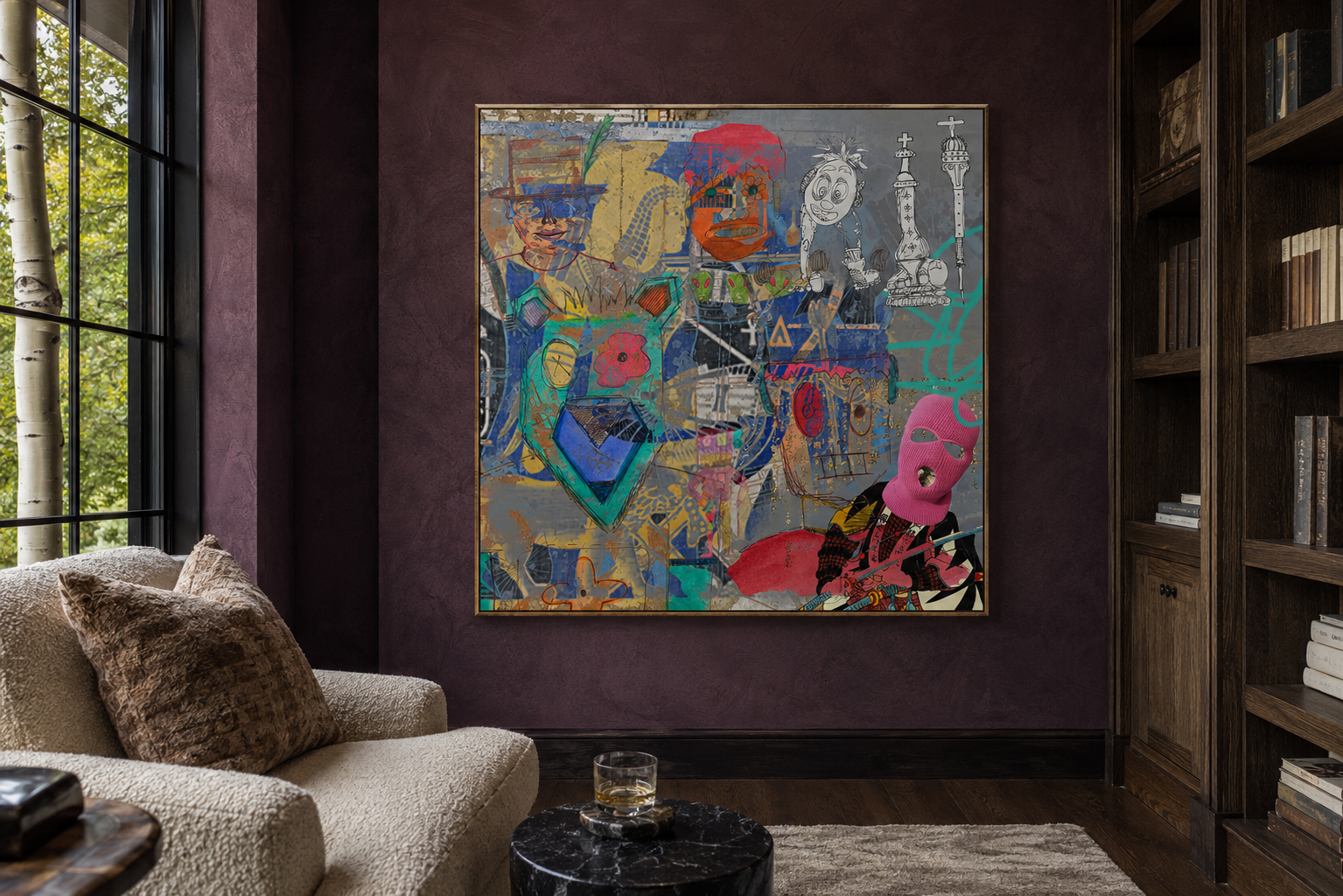 Da Vinci x Reagan, artwork by Alexander Reagan displayed in a contemporary interior
