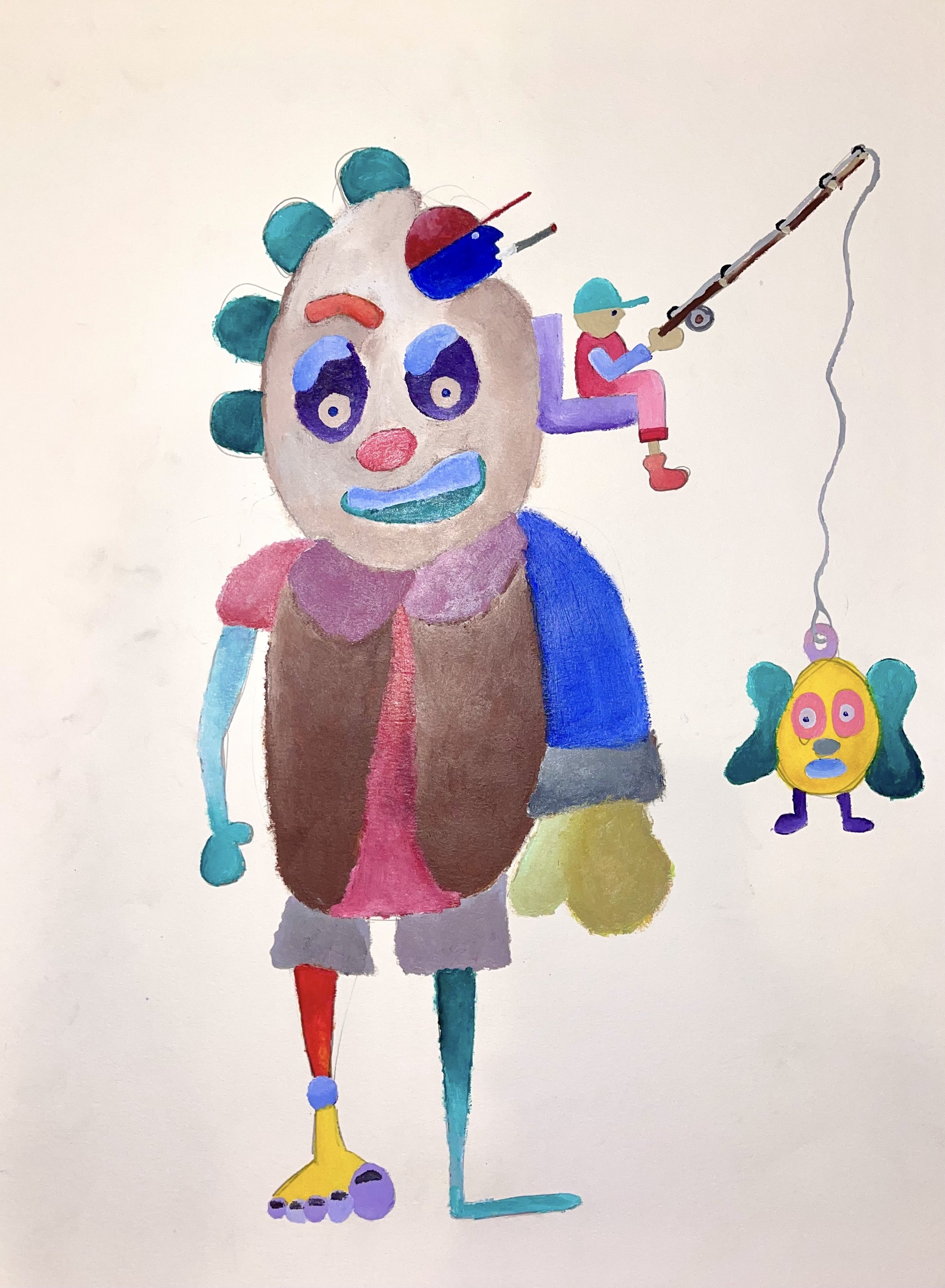 Fishing, original acrylic and oil work on German paper by Alexander Reagan