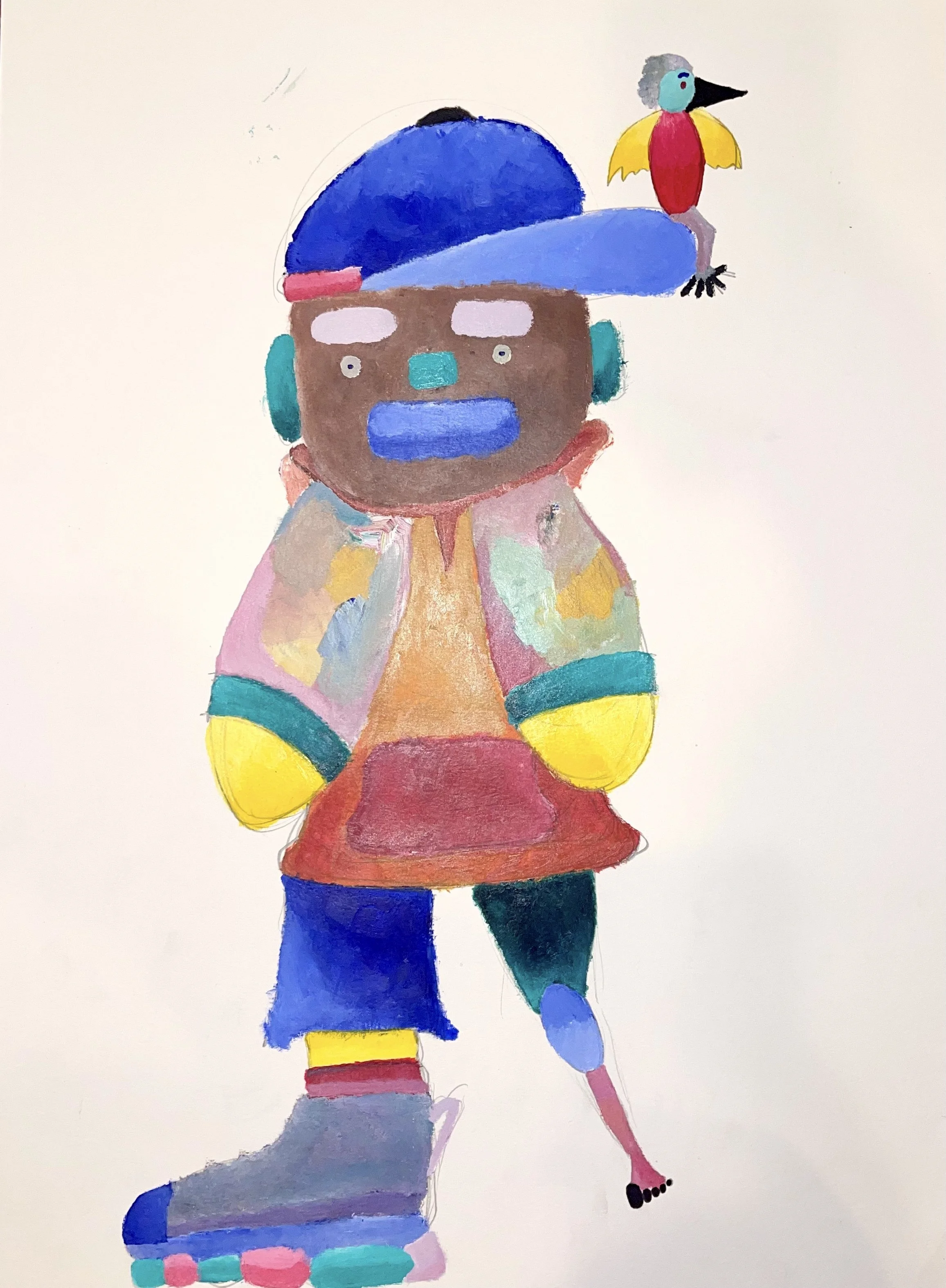 Wingman, original acrylic and oil work on German paper by Alexander Reagan