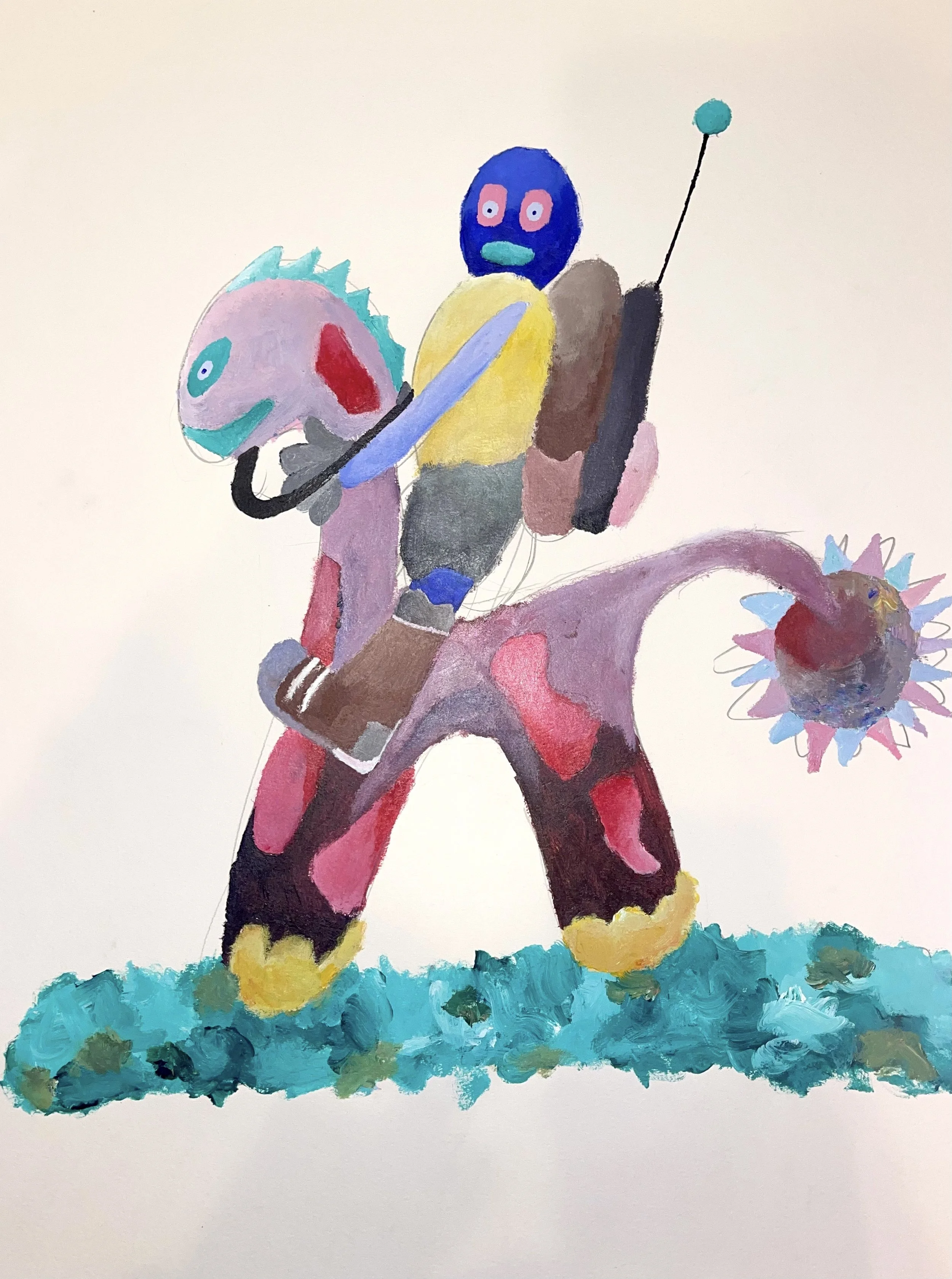 Rider, original acrylic and oil work on German paper by Alexander Reagan