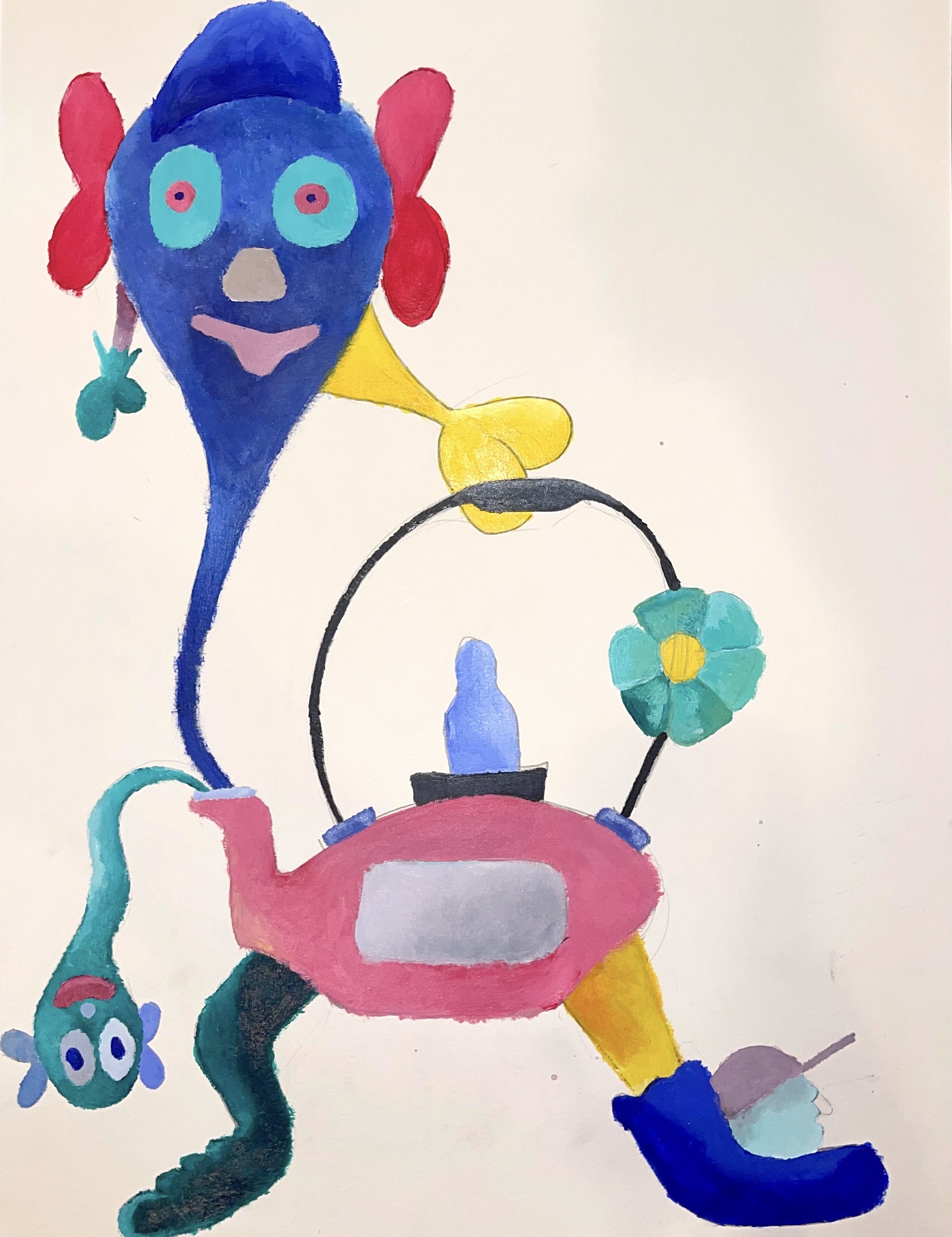 Kettle, original acrylic and oil work on German paper by Alexander Reagan