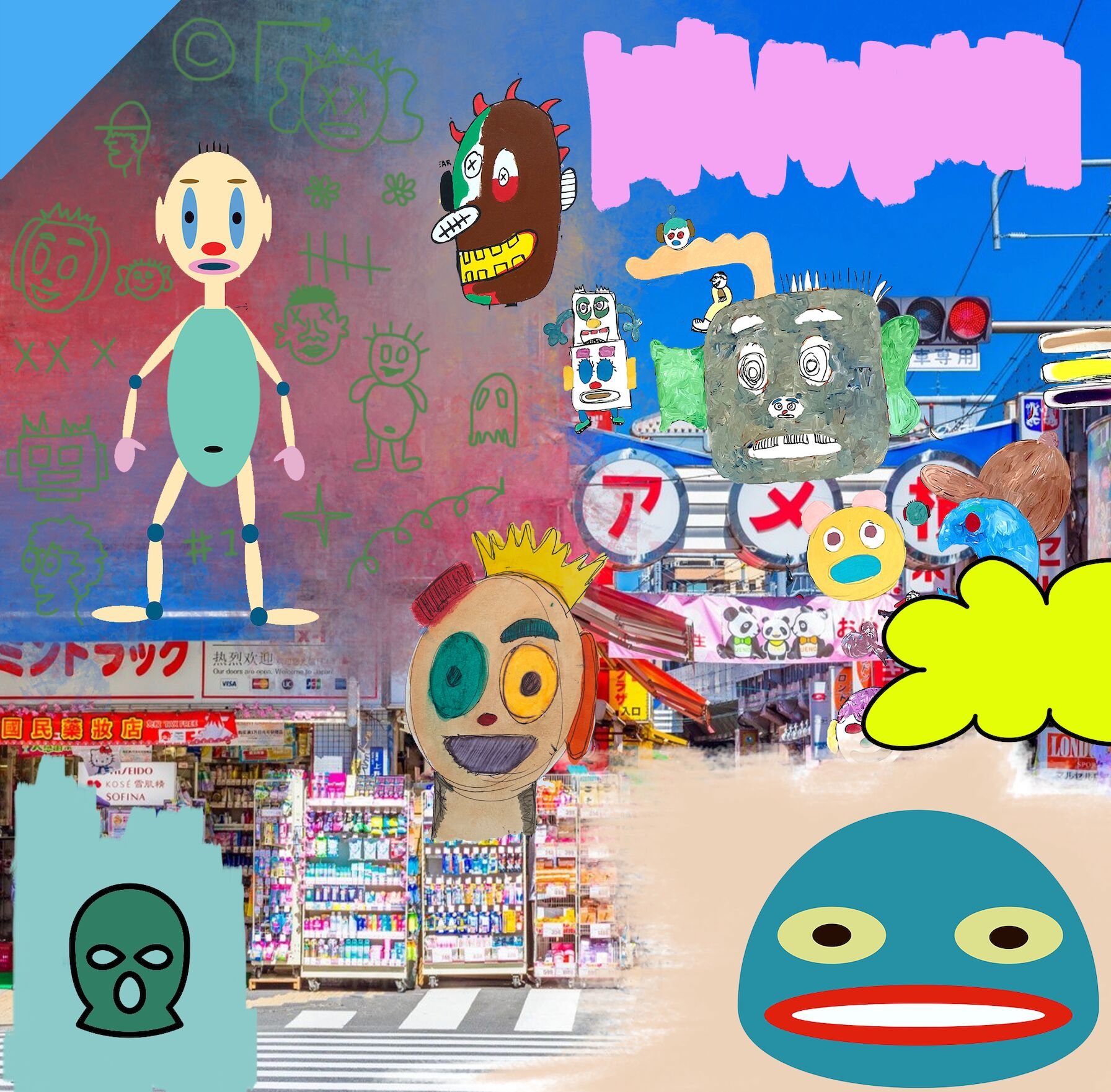 Japanese Candy Hunters, original acrylic artwork on canvas by Alexander Reagan