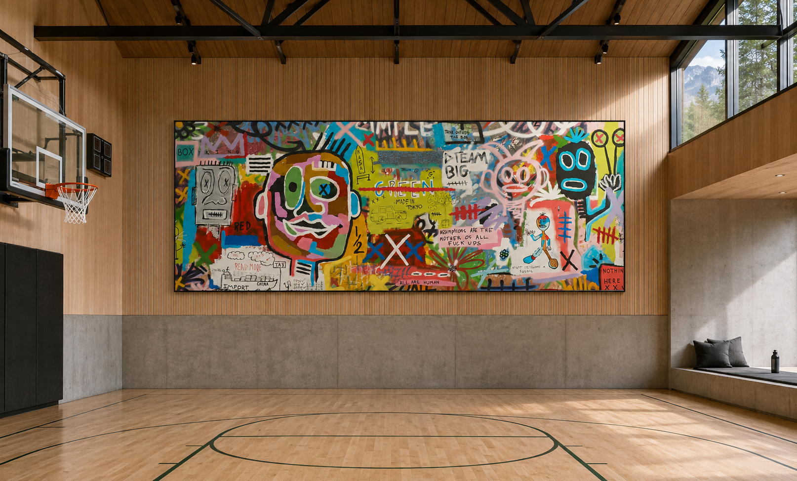 Disruptive Change, mixed-media painting on canvas by Alexander Reagan displayed in a contemporary interior