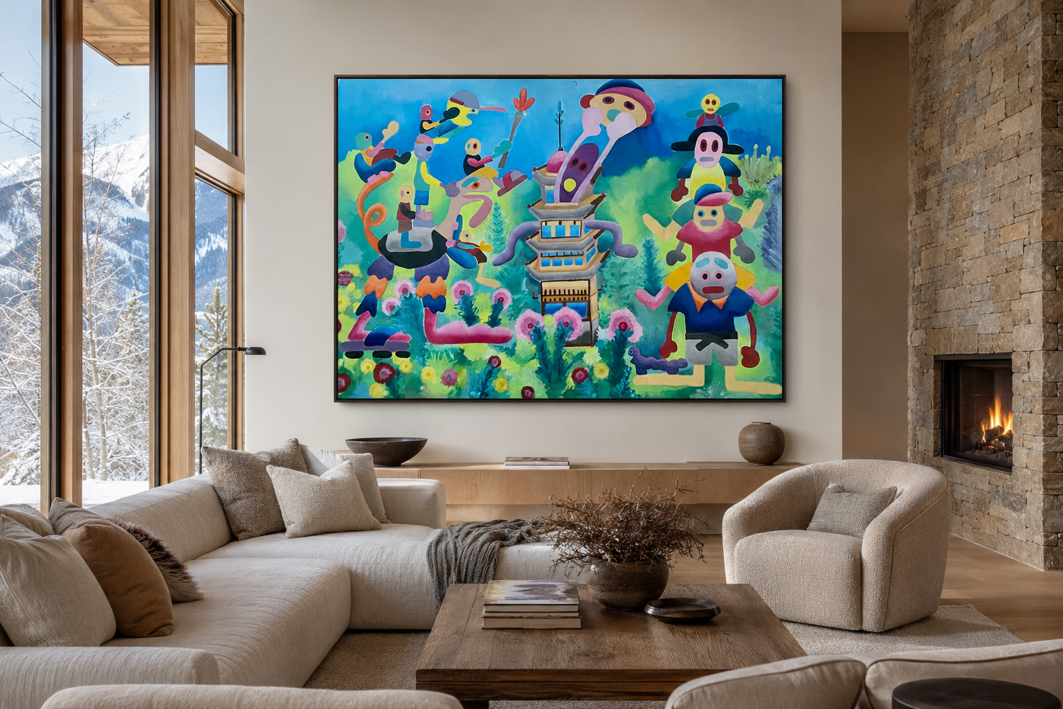 Paradise, oil painting on canvas by Alexander Reagan displayed in a contemporary interior