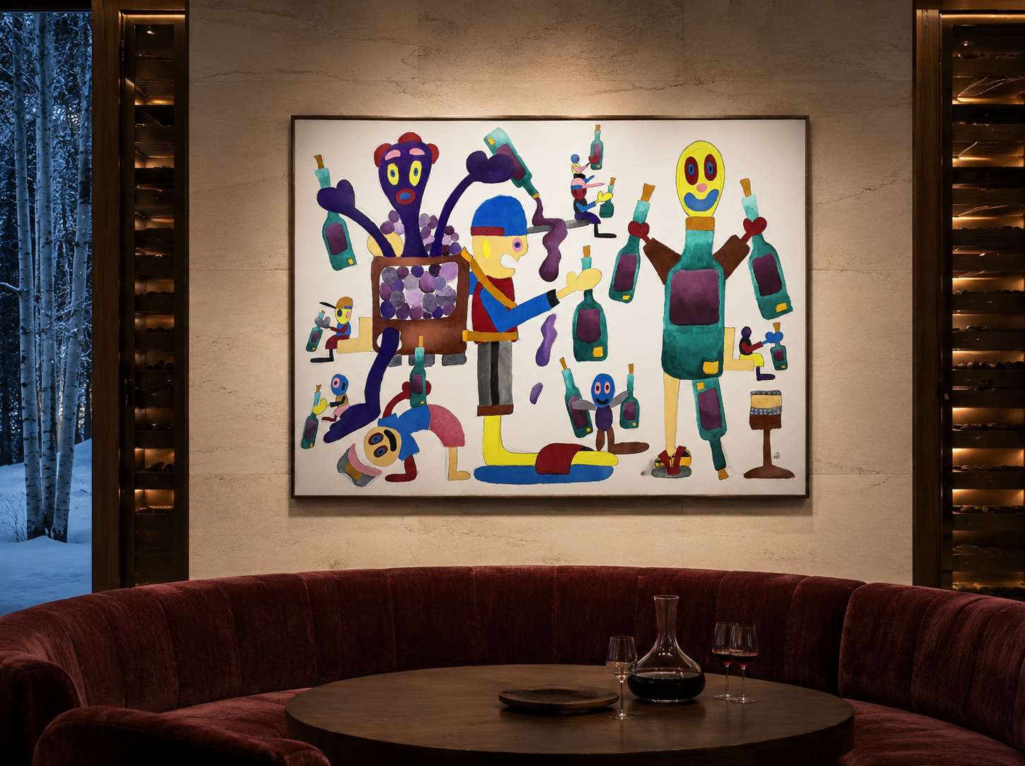 The Sommelier, oil and acrylic painting on canvas by Alexander Reagan displayed in a contemporary interior