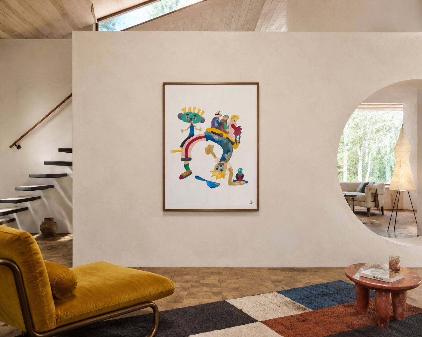 Twister, acrylic and oil work on German paper by Alexander Reagan displayed in a contemporary interior
