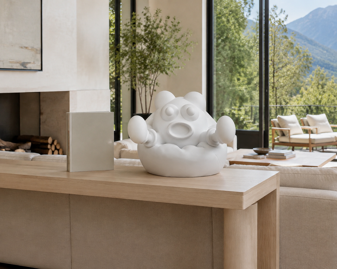 Bean Bag Boy, 12-inch sculpture displayed in a contemporary interior