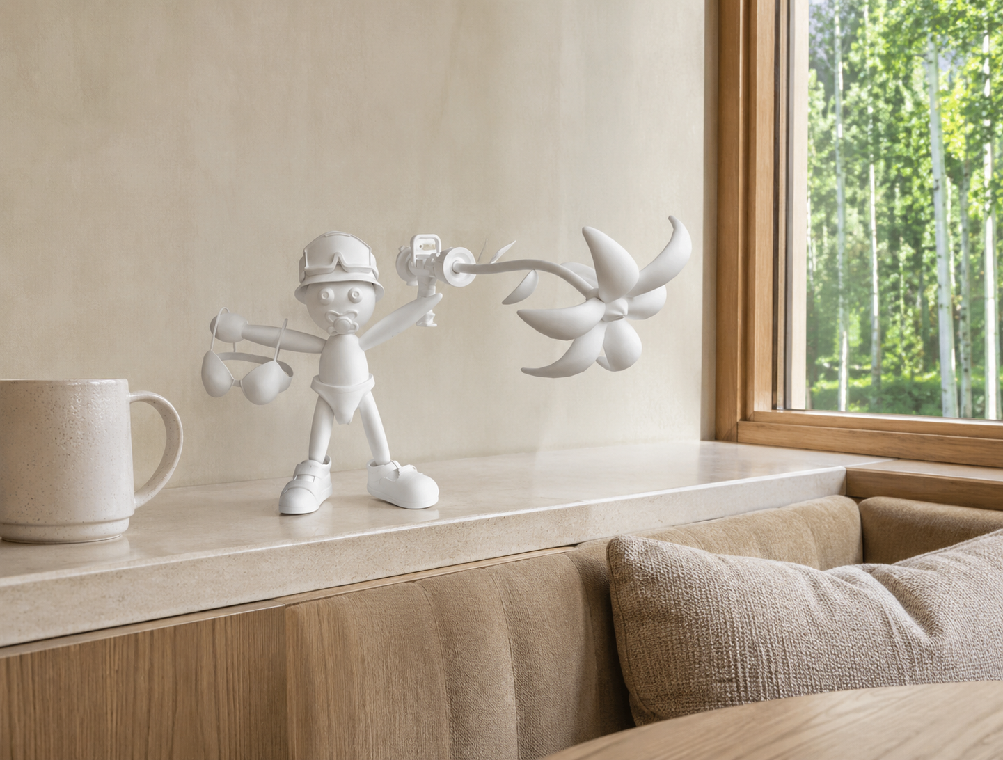 Cry Baby, 6-inch sculpture displayed in a contemporary interior