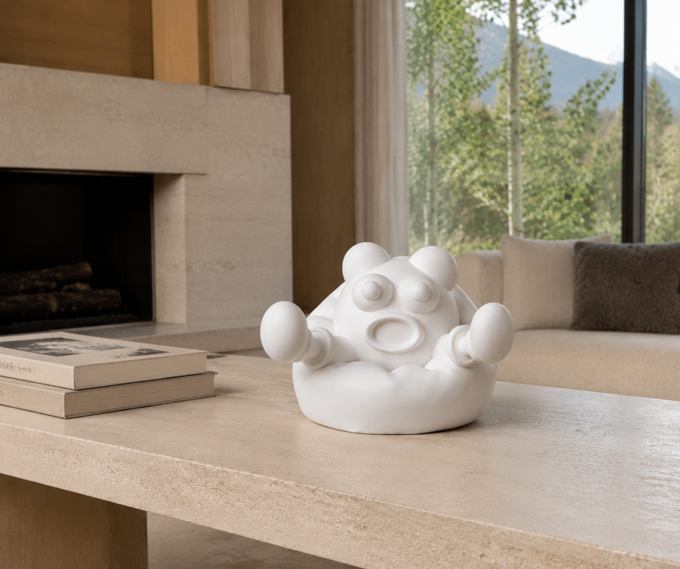 Bean Bag Boy, 6-inch sculpture displayed in a contemporary interior