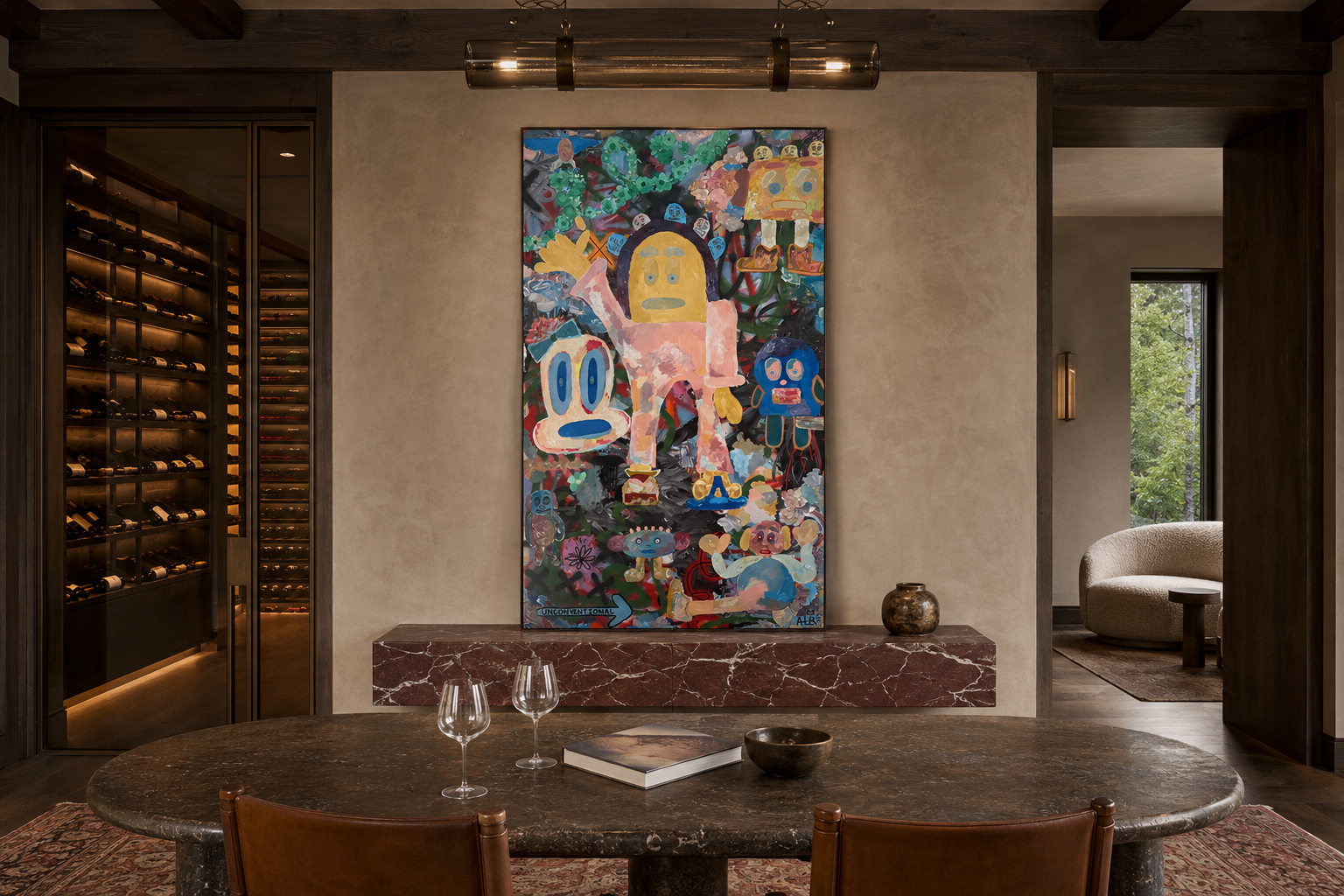 Get Lost In Me, mixed-media painting on canvas by Alexander Reagan displayed in a contemporary interior
