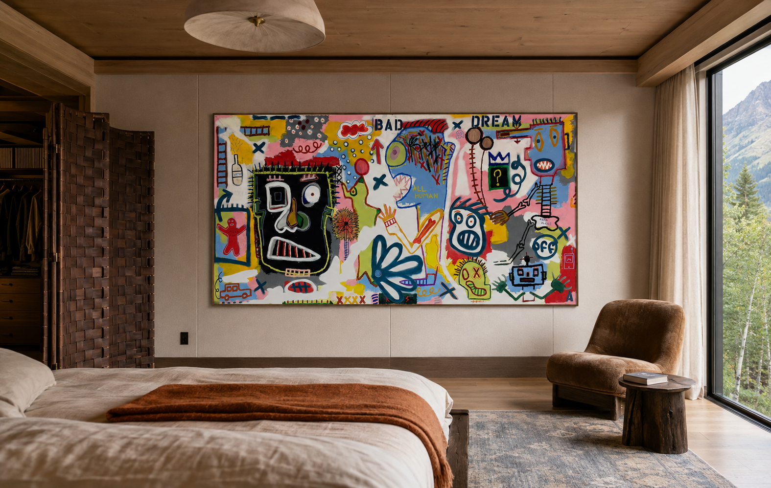 Dream, mixed-media painting on canvas by Alexander Reagan displayed in a contemporary interior