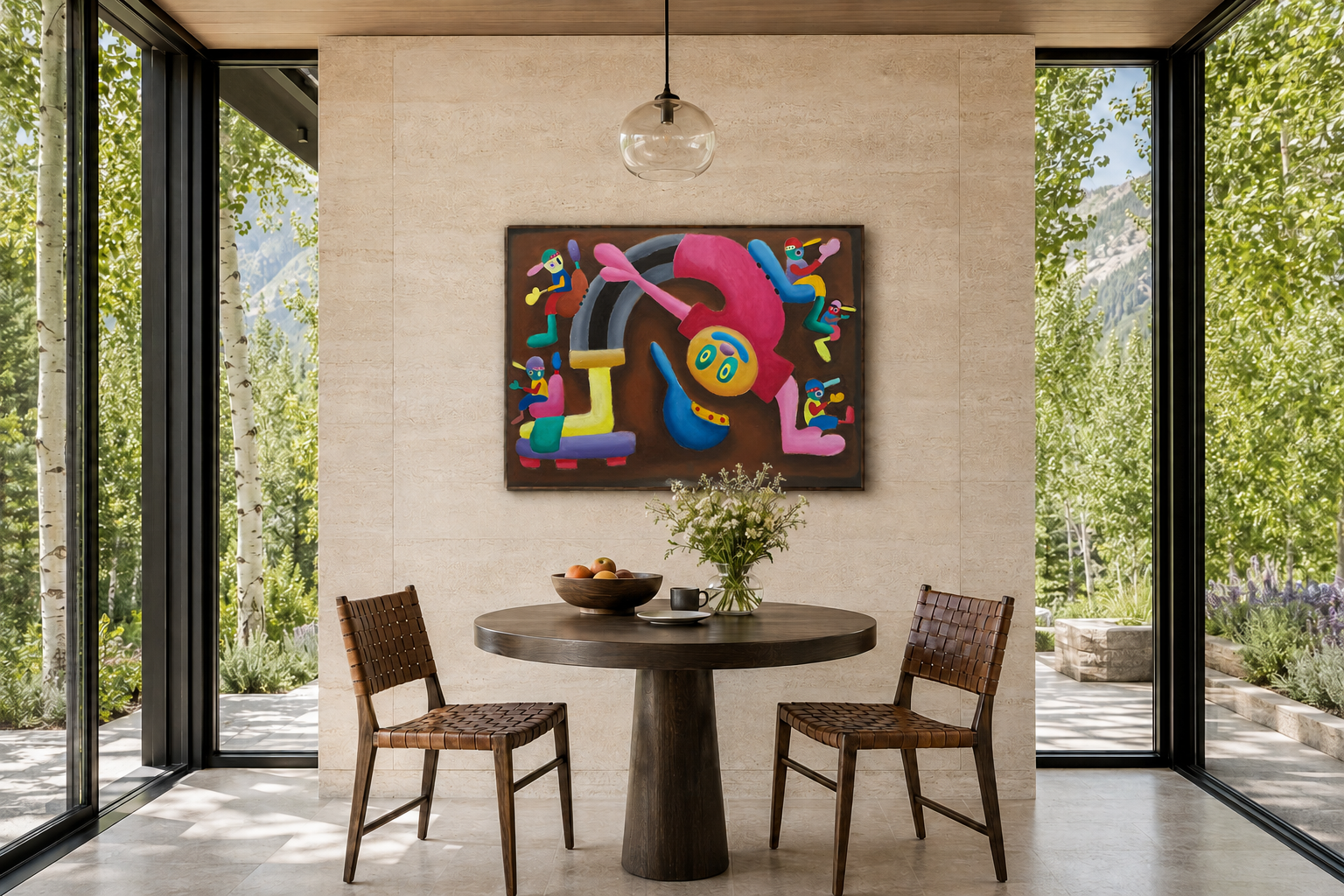 Twister, oil and acrylic painting on canvas by Alexander Reagan displayed in a contemporary interior