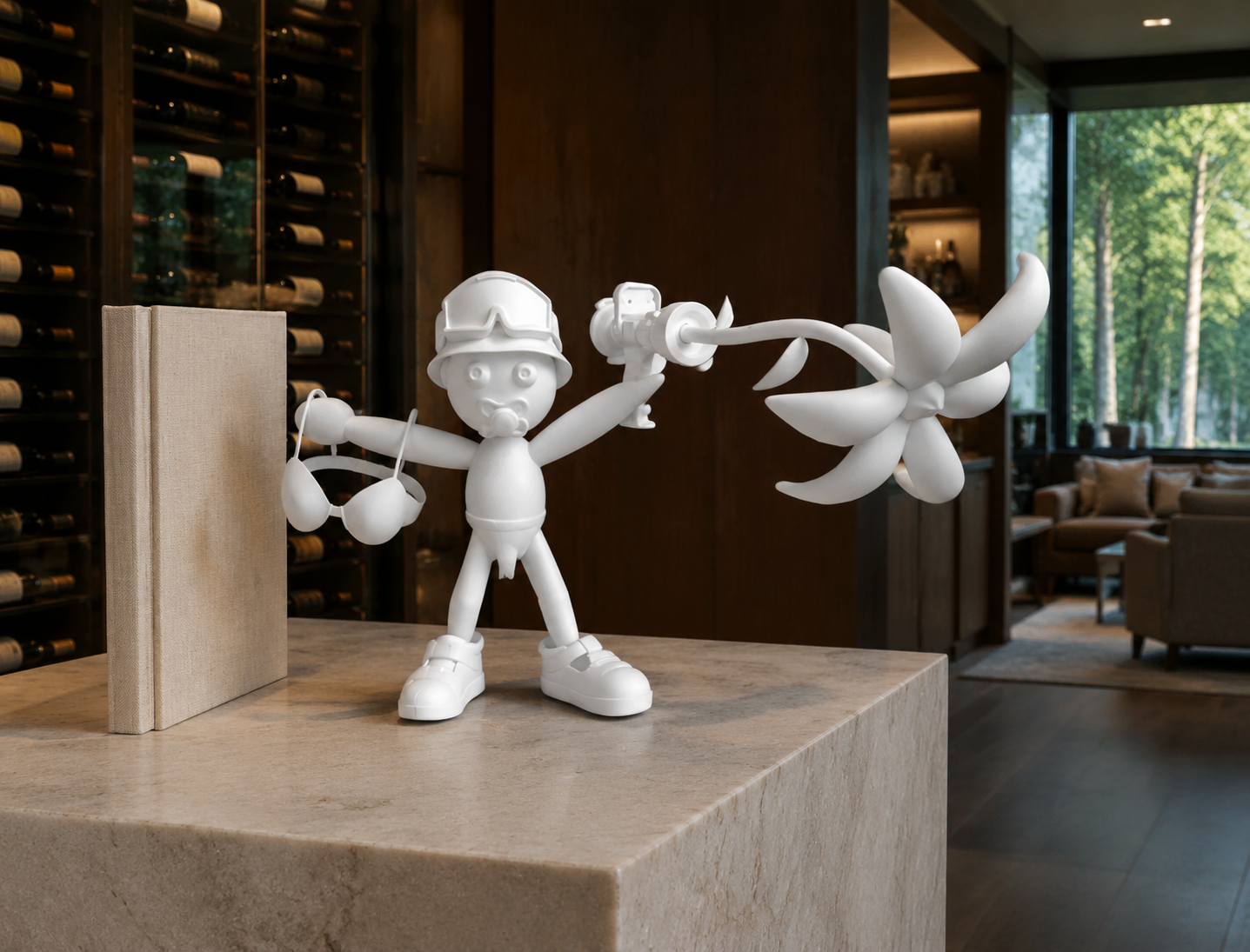 Cry Baby, 12-inch sculpture displayed in a contemporary interior