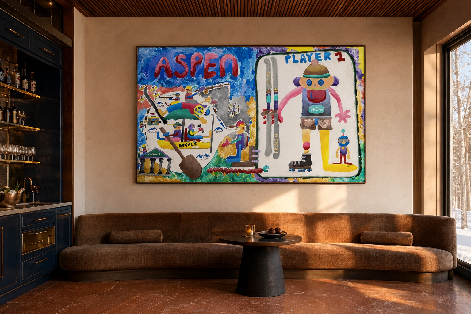 A-Town, oil and acrylic painting on canvas by Alexander Reagan displayed in a contemporary interior