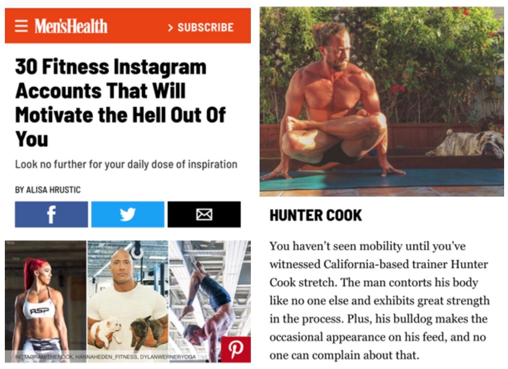 <p><strong>Men’s Health</strong>Magazine Feature<a href='https://www.menshealth.com/fitness/best-fitness-instagram-accounts-follow'>More →</a></p>